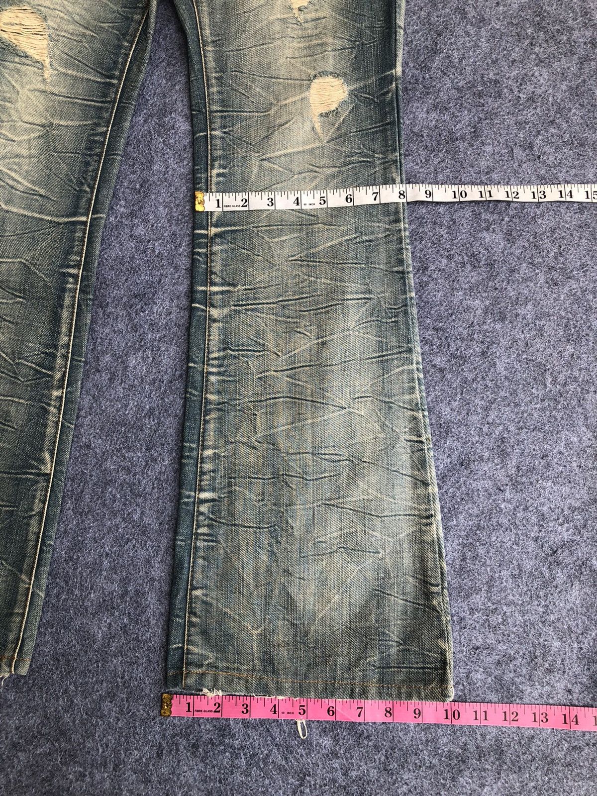 Japanese Brand Rare🔥Japanese Agate Label Distressed Flared Jeans Size 31" - 15 Thumbnail