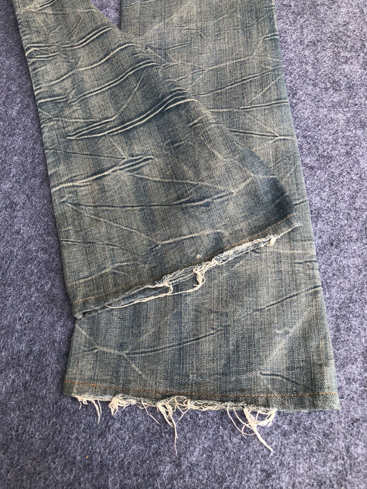 Japanese Brand Rare🔥Japanese Agate Label Distressed Flared Jeans Size 31" - 5 Thumbnail