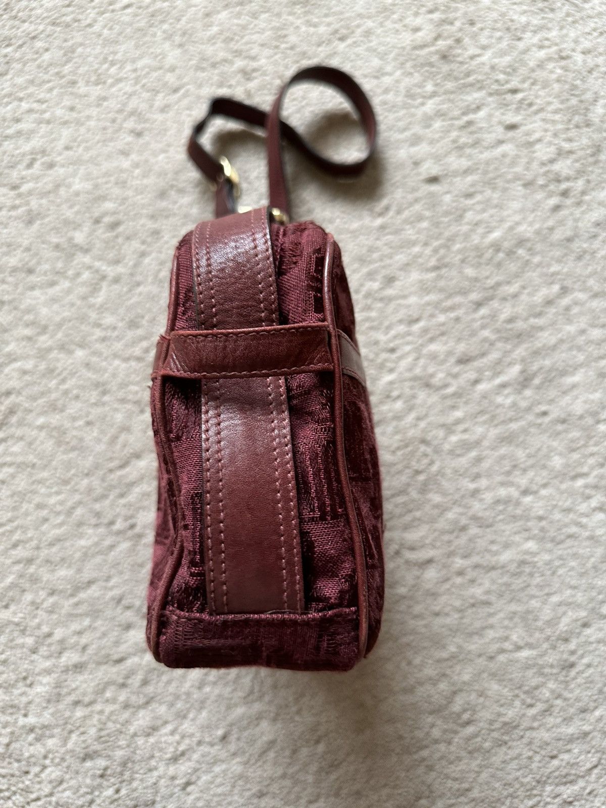 Lanvin 1990s Lanvin Monogram Maroon Leather Sling Bag Size ONE SIZE - 6 Thumbnail