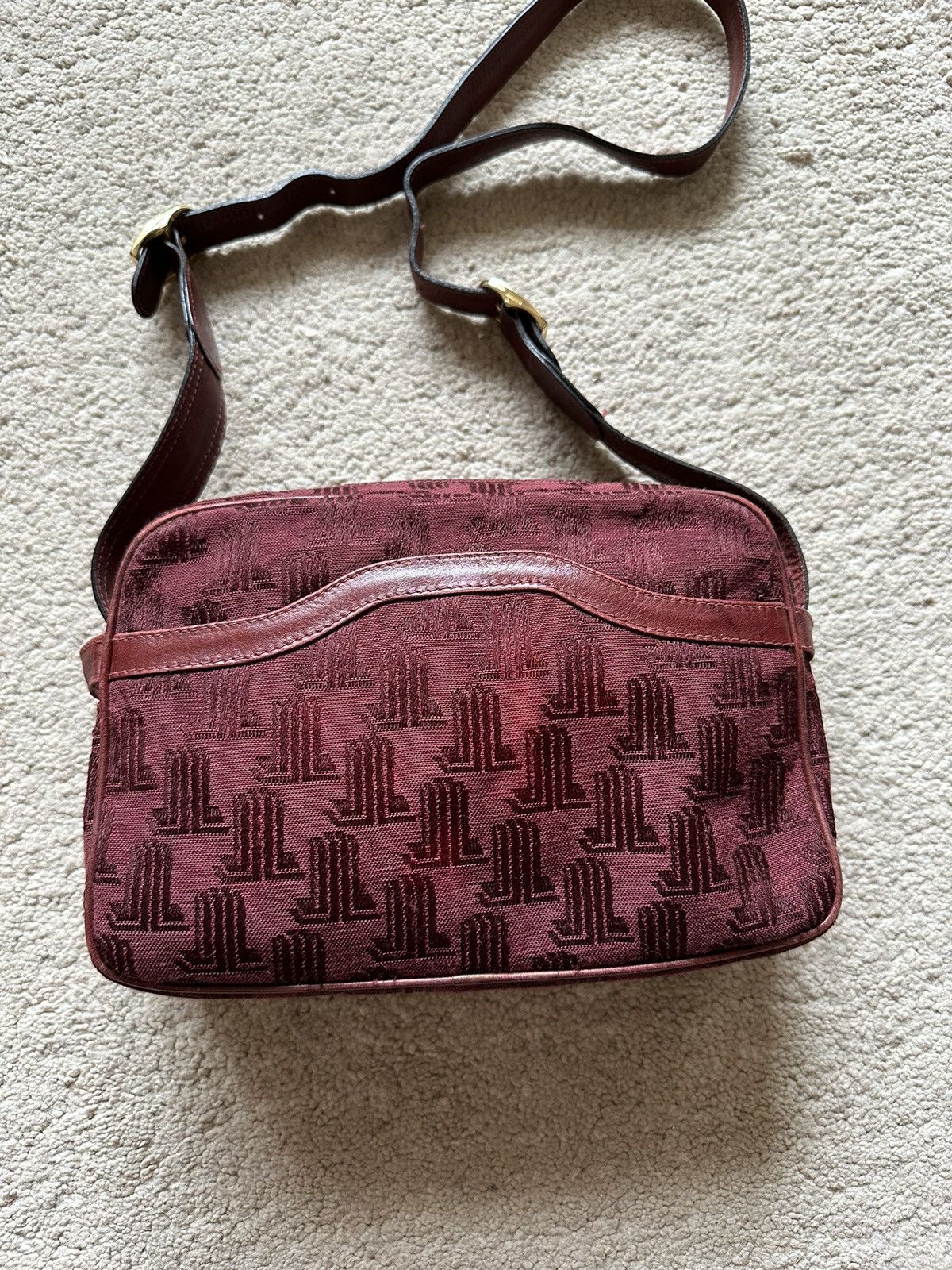 Lanvin 1990s Lanvin Monogram Maroon Leather Sling Bag Size ONE SIZE - 5 Thumbnail