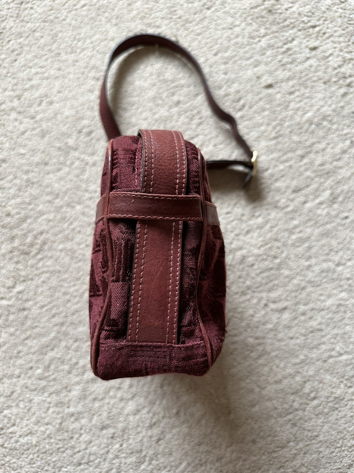 Lanvin 1990s Lanvin Monogram Maroon Leather Sling Bag Size ONE SIZE - 4 Thumbnail