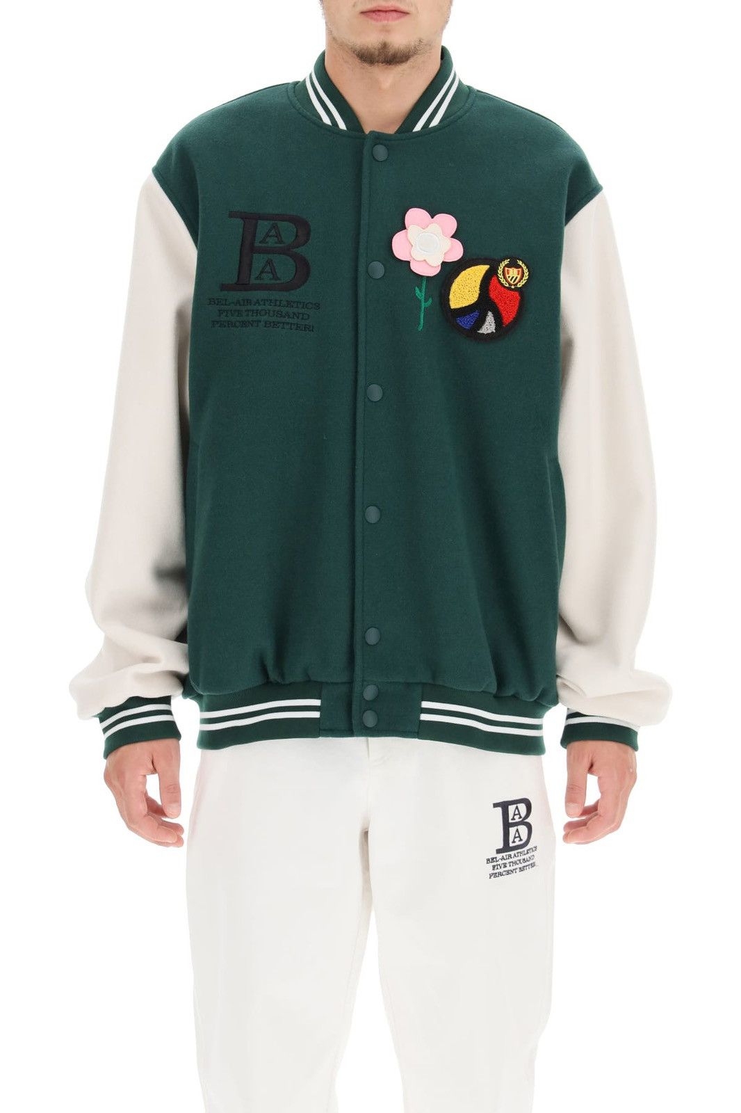Bel-Air Athletics Varsity Jacket Green/Cream XXL Chenille
