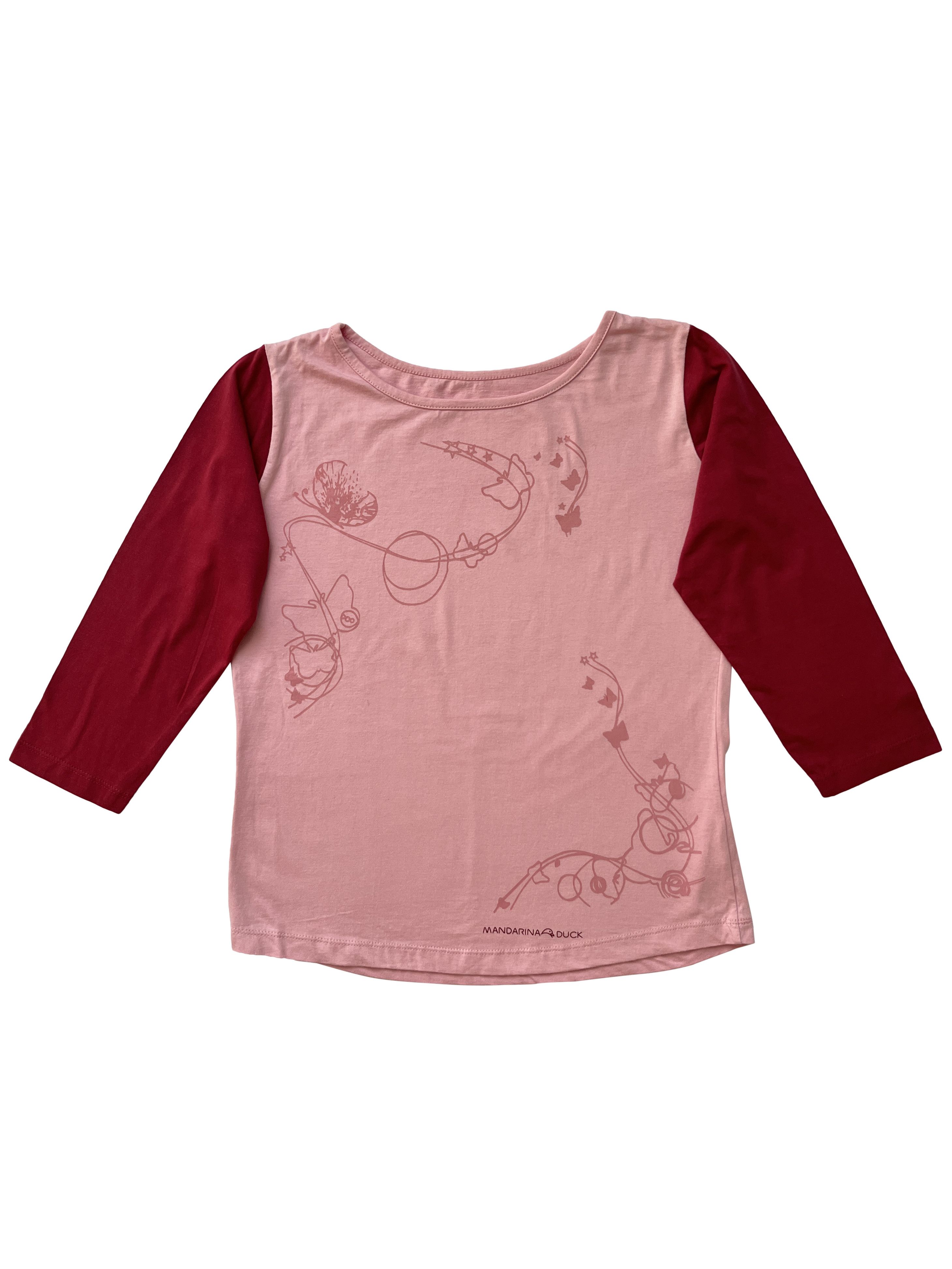 image of 2000's Mandarina Duck Exowear Pink T-Shirt in Pink/Burgundy, Women's (Size Large)