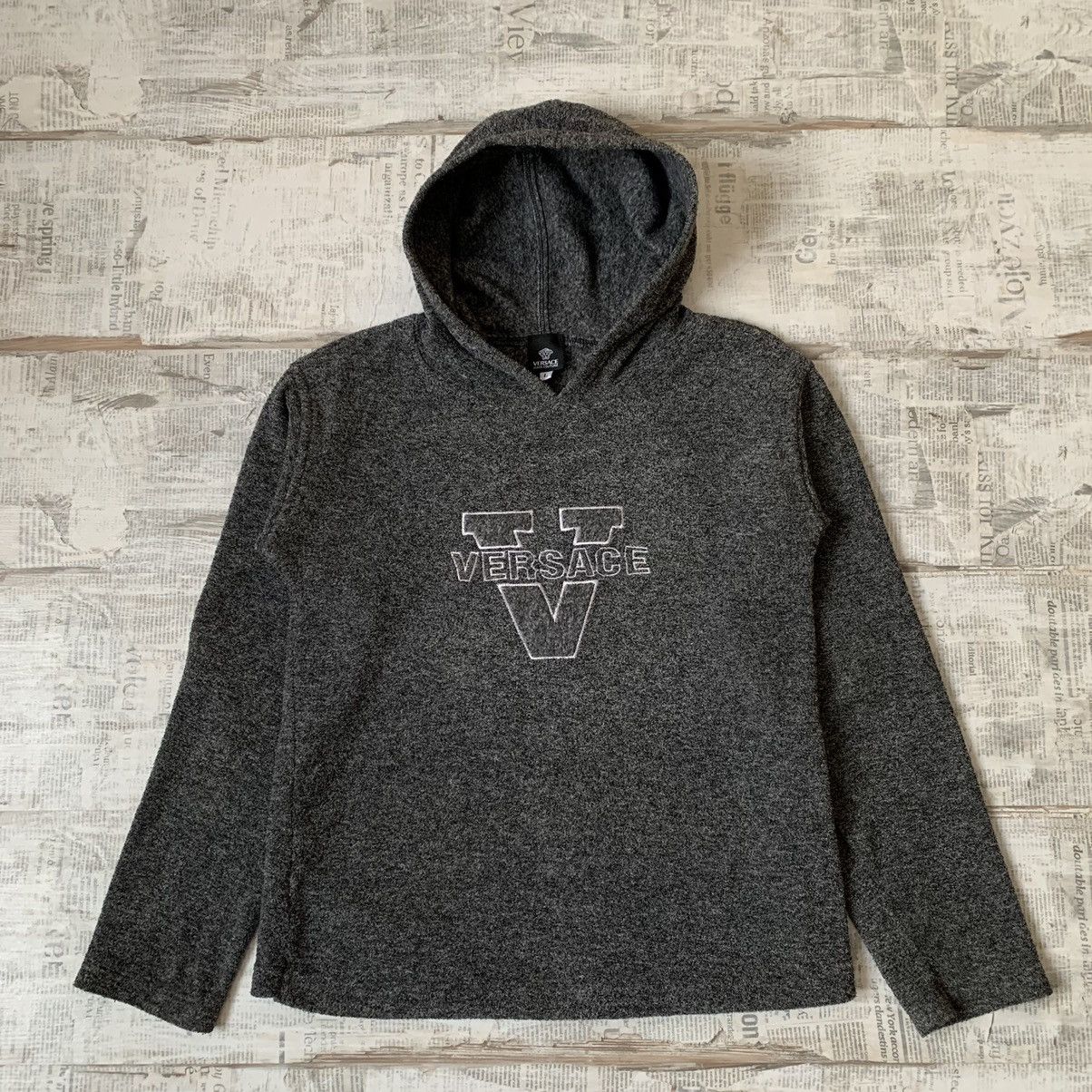 Versace vintage big logo fleece hoodie woman