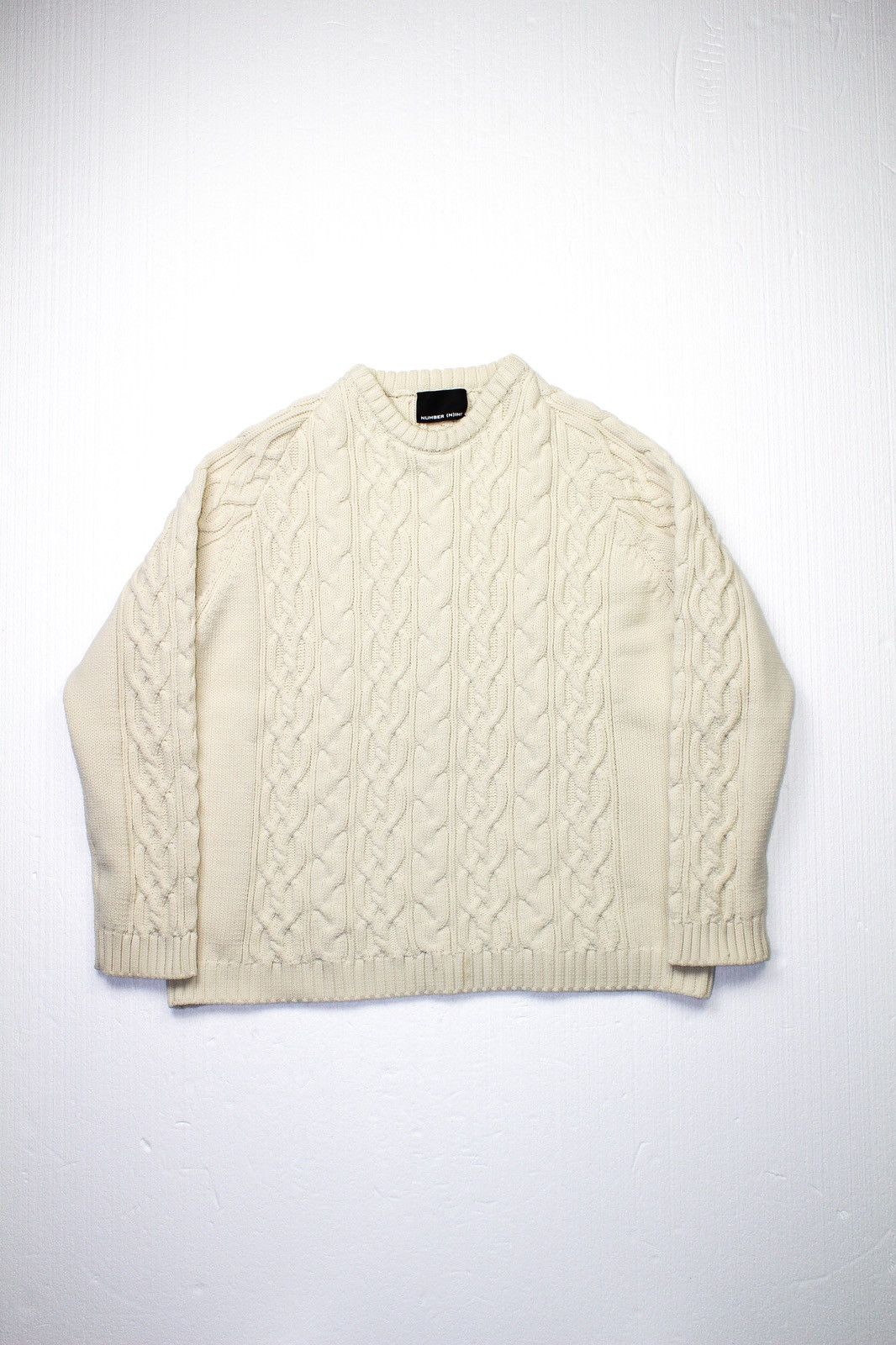 image of Number N Ine Cable Knit Sweater in Ivory, Men's (Size Large)
