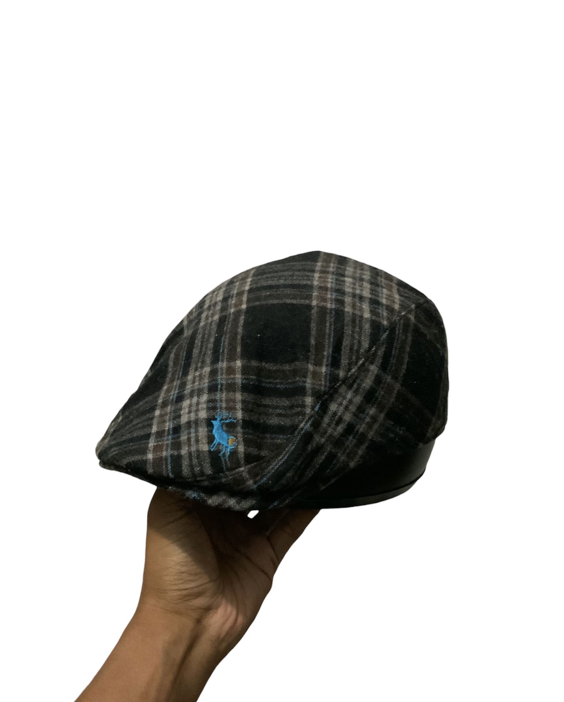 image of Archival Clothing ‘Peaky Blinder’ Striped Wool Flat Baretta Cap Hat in Black, Men's