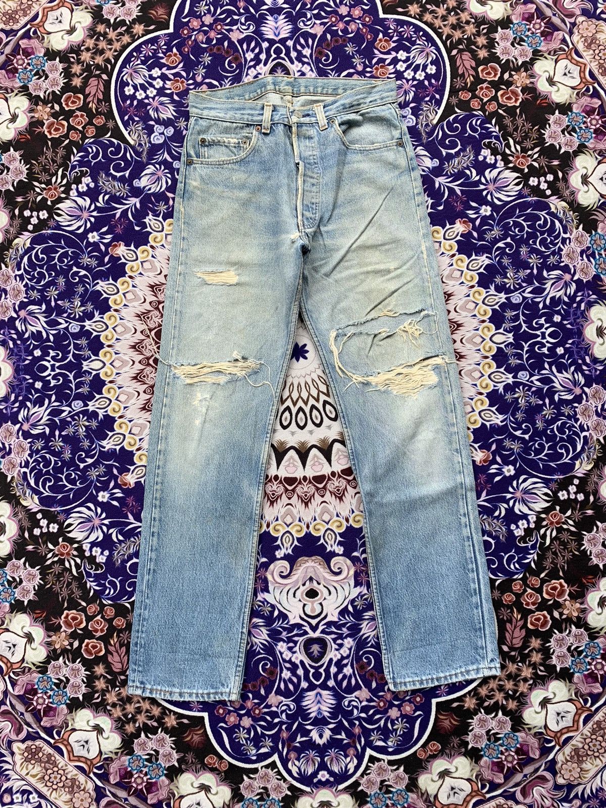 Levi's Vintage Levis 501 Faded Wash Distresed Denim Size US 30 / EU 46 - 1 Thumbnail