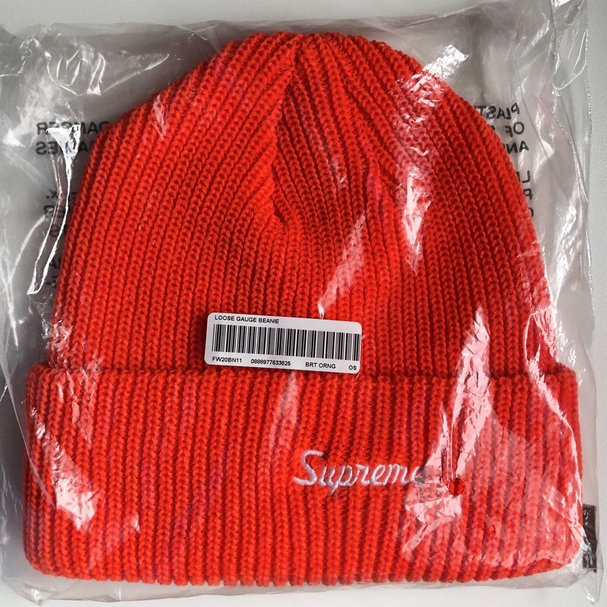 Supreme FW20 Loose Gauge Beanie BRIGHT ORANGE Size ONE SIZE - 1 Thumbnail