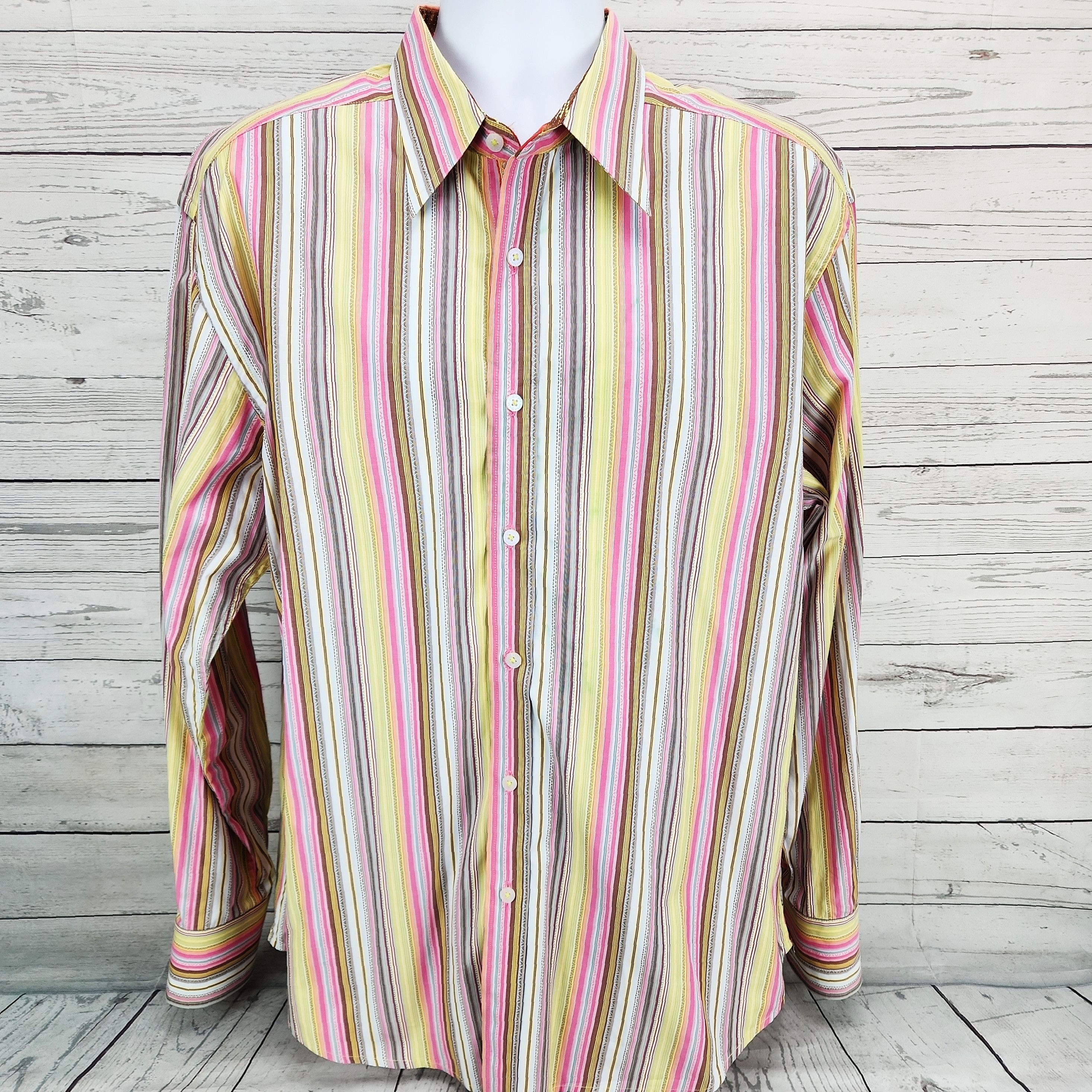 Chemise Homme Robert Graham Neuf Avec étiquettes - Rayures Multicolores, Coton, Taille L