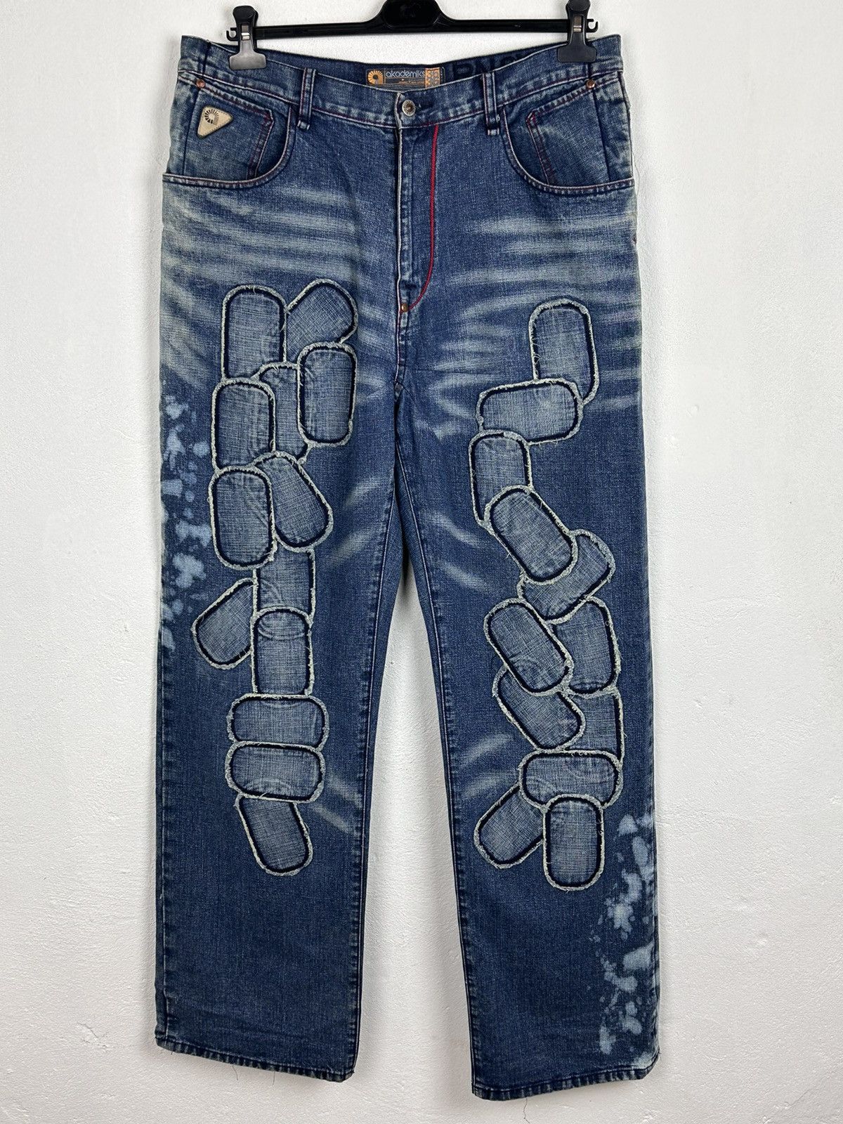 Akademiks 00s Vintage Akademiks Crazy Patchwork Design Denim Jeans Size US 36 / EU 52 - 1 Thumbnail