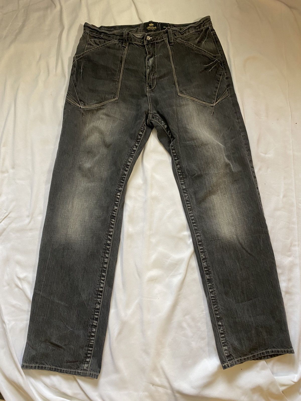 Akademiks Akademiks Black Denim patchwork art Pants #5114 Size US 40 / EU 56 - 2 Thumbnail
