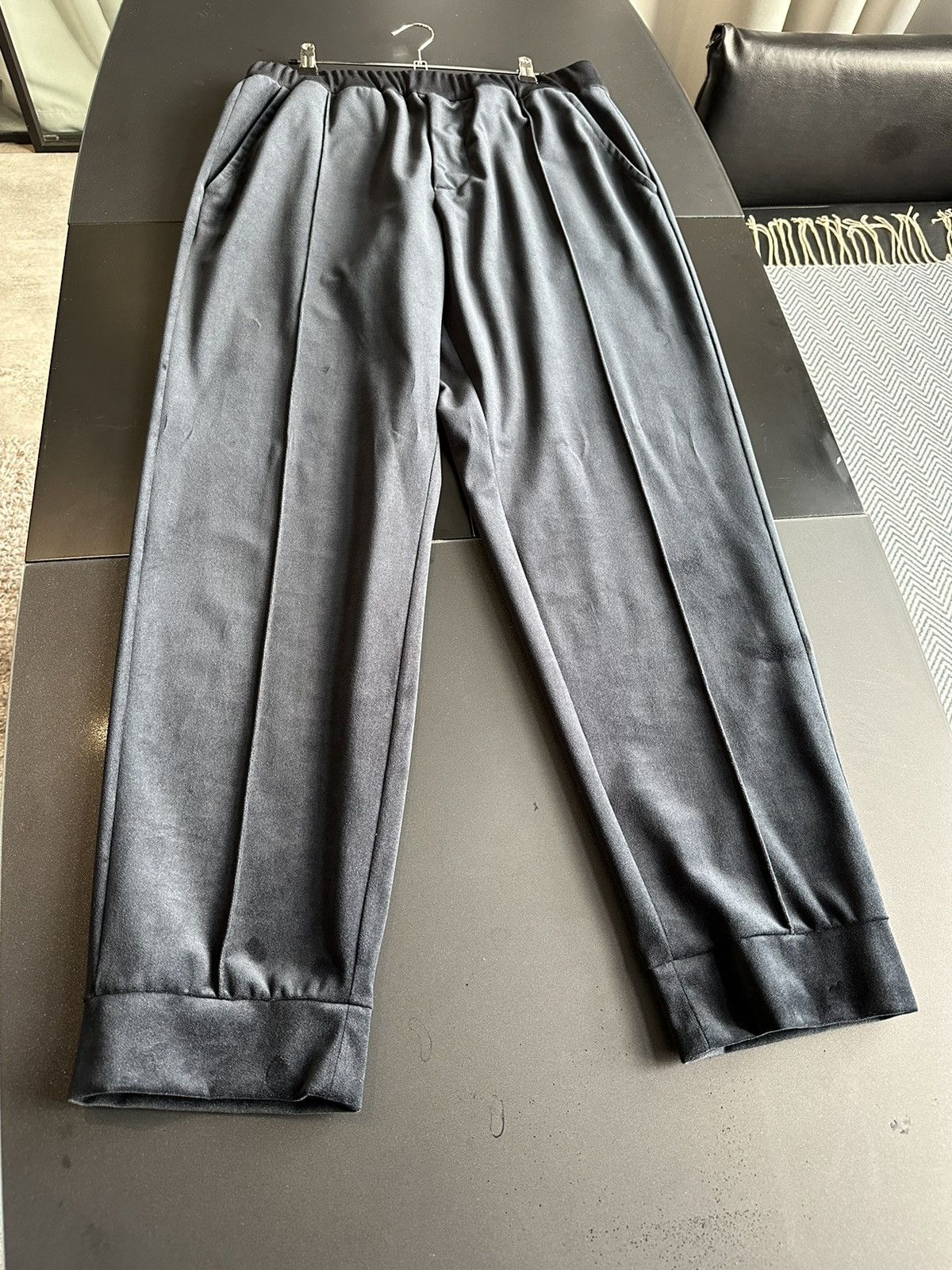 Deep blue velvet Emporio Armani suit pants
