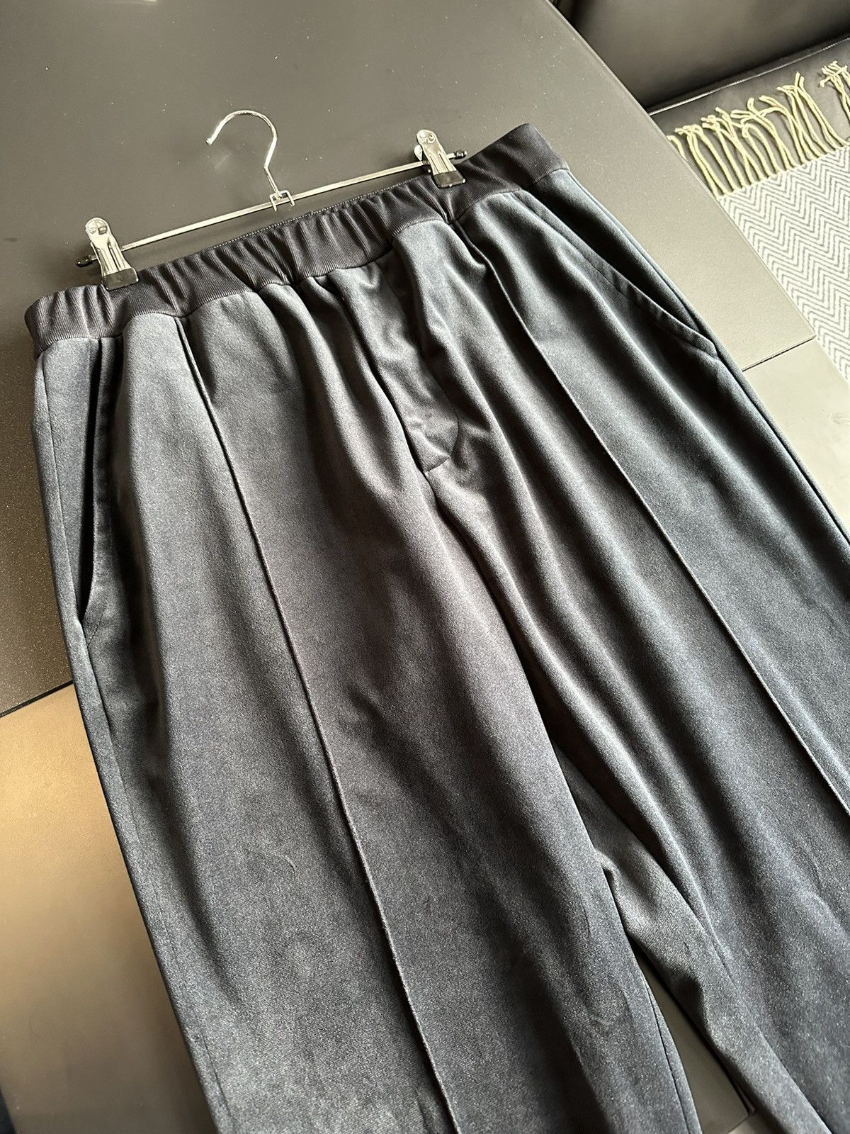 Deep blue velvet Emporio Armani suit pants