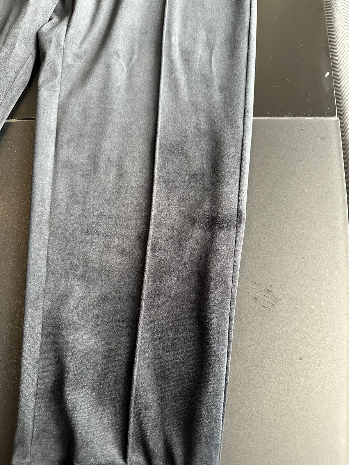 Deep blue velvet Emporio Armani suit pants