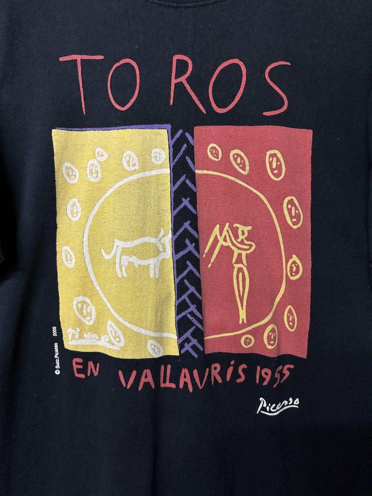 Vintage Vintage Art Picasso Toros Vallavris 1955 Faded Tee Size US L / EU 52-54 / 3 - 2 Thumbnail
