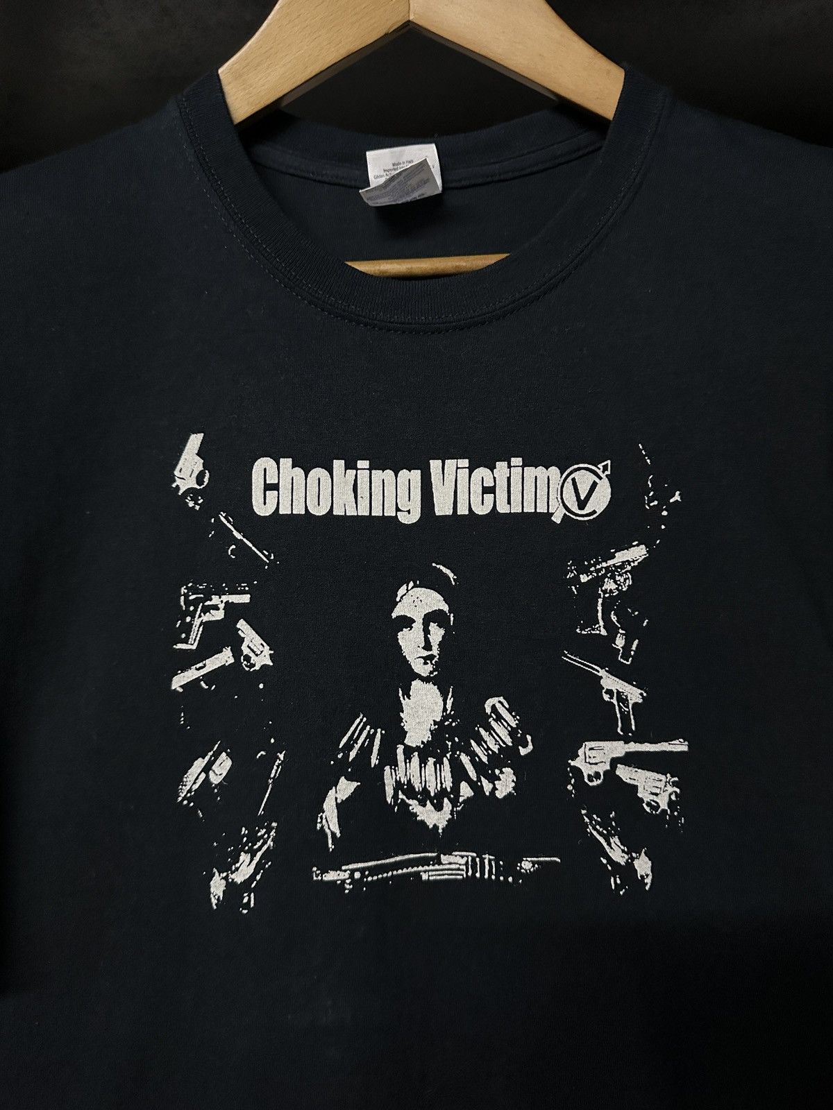 image of Band Tees x Rock T Shirt Vintage Choking Victim American Punk Band Tee in Black, Men's (Size Large)