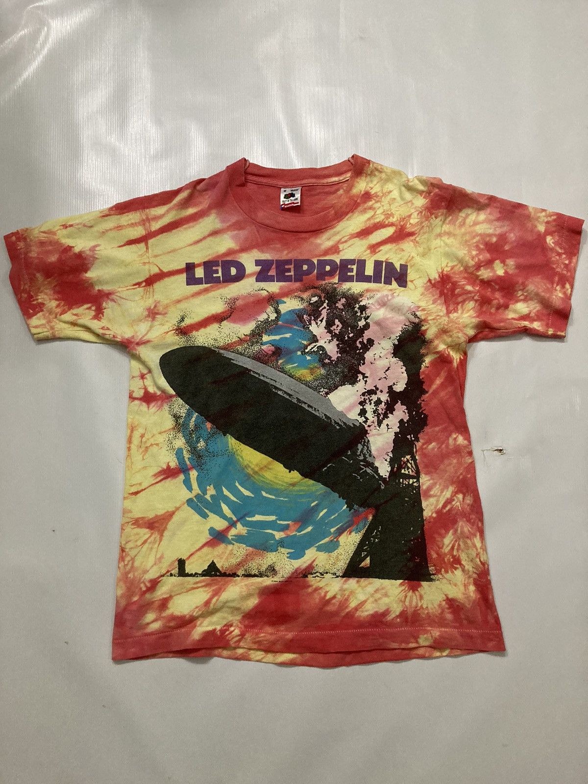 image of Band Tees x Led Zeppelin Vintage 90's Led Zeppelin Tie Dye T Shirt, Men's (Size Medium)