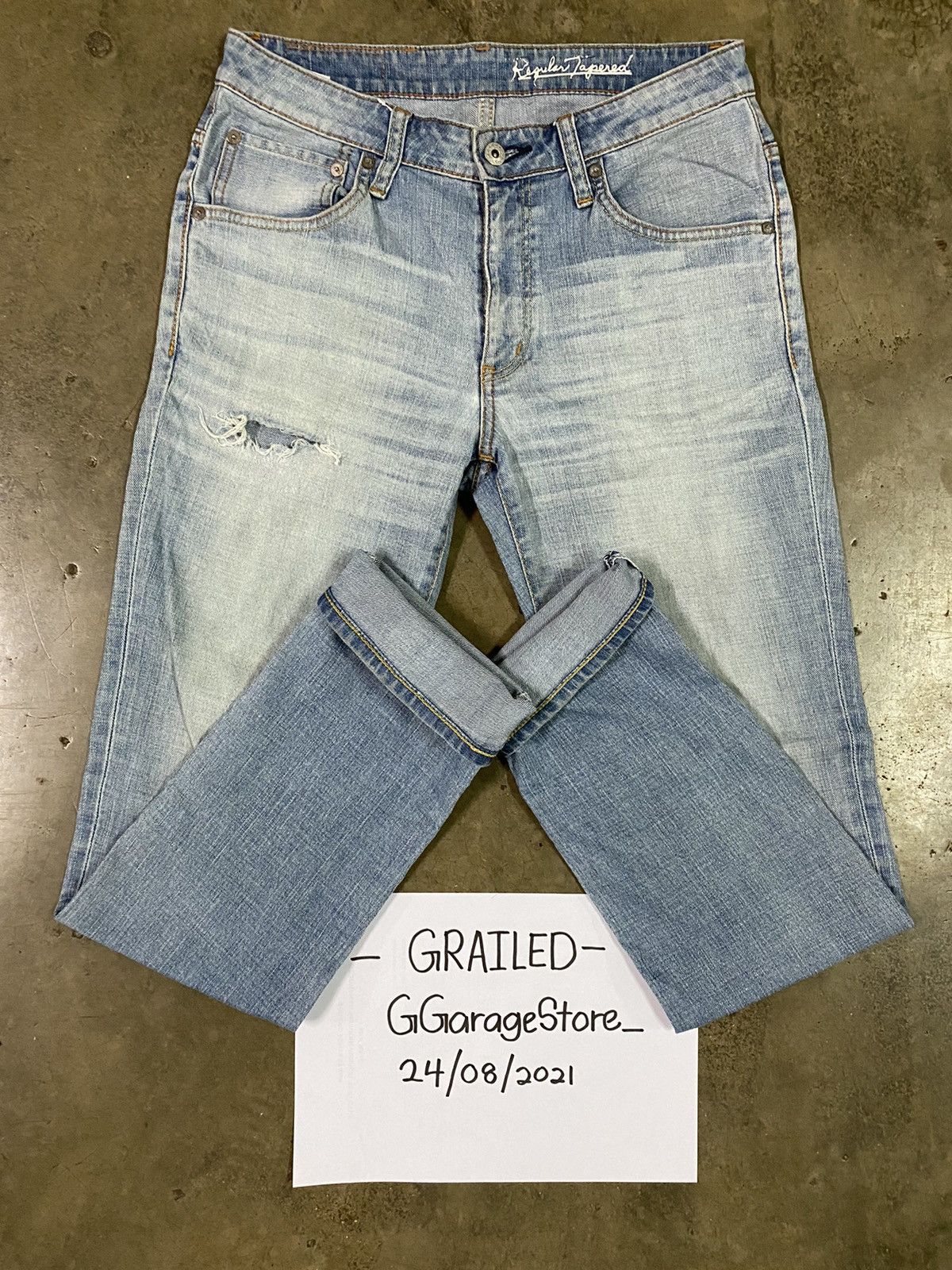Edwin × Japanese Brand Edwin Regular Tapered Distressed Jeans Size US 31 - 20 Thumbnail