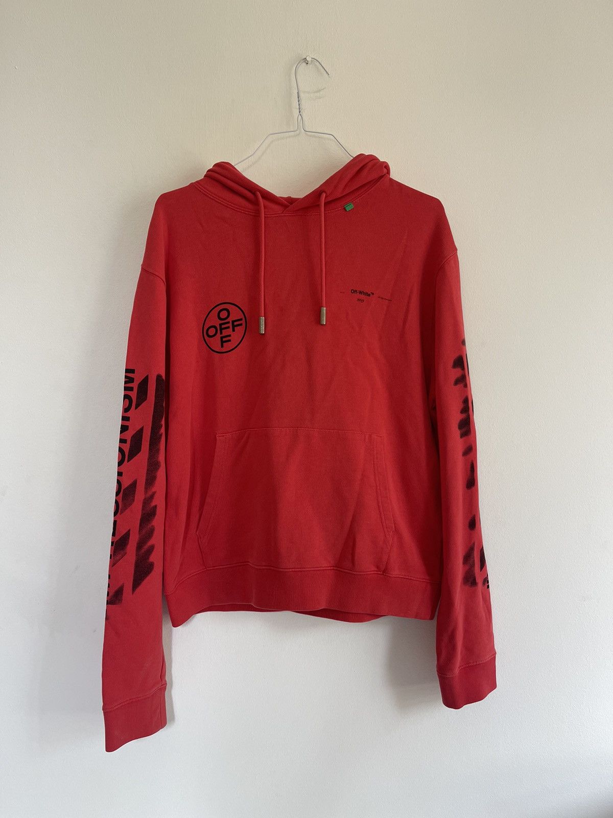 Off white red diag arrow hoodie hotsell