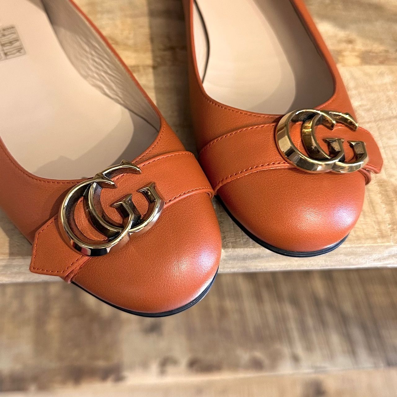 Gucci Gucci Orange Brick Leather GG Running Ballet Flats Size US 5.5 / IT 35.5 - 4 Thumbnail