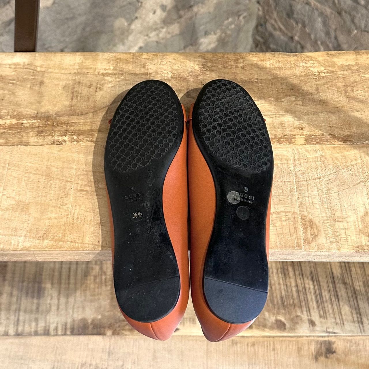 Gucci Gucci Orange Brick Leather GG Running Ballet Flats Size US 5.5 / IT 35.5 - 8 Thumbnail