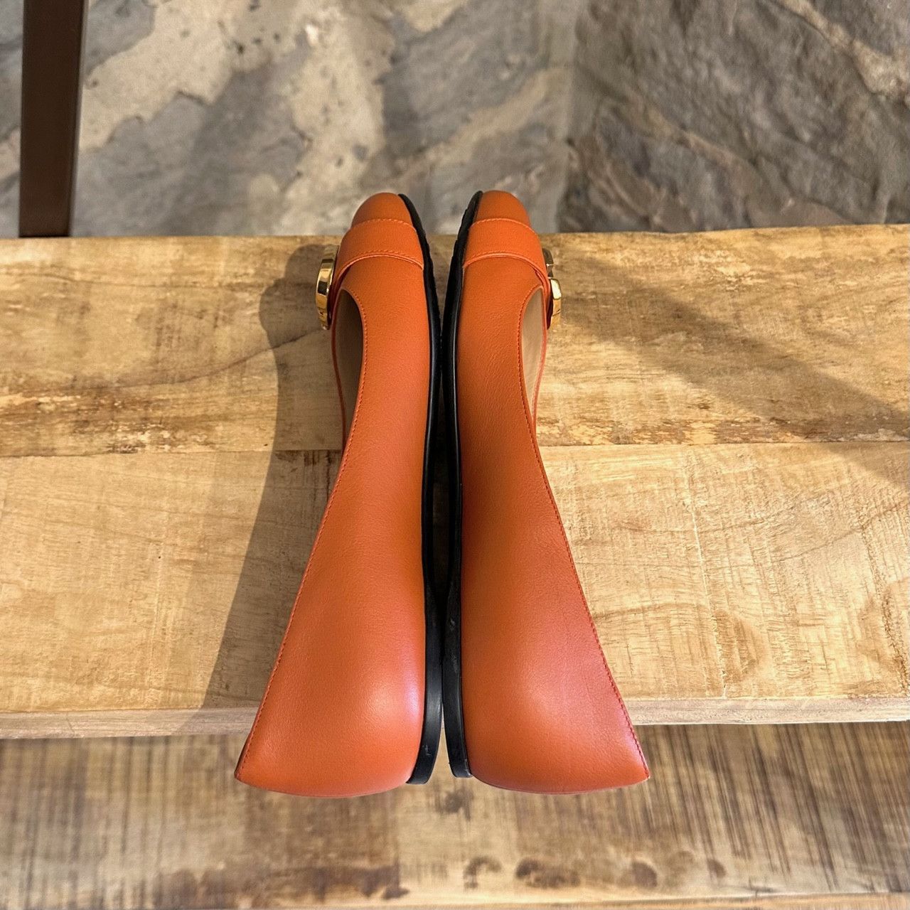 Gucci Gucci Orange Brick Leather GG Running Ballet Flats Size US 5.5 / IT 35.5 - 7 Thumbnail