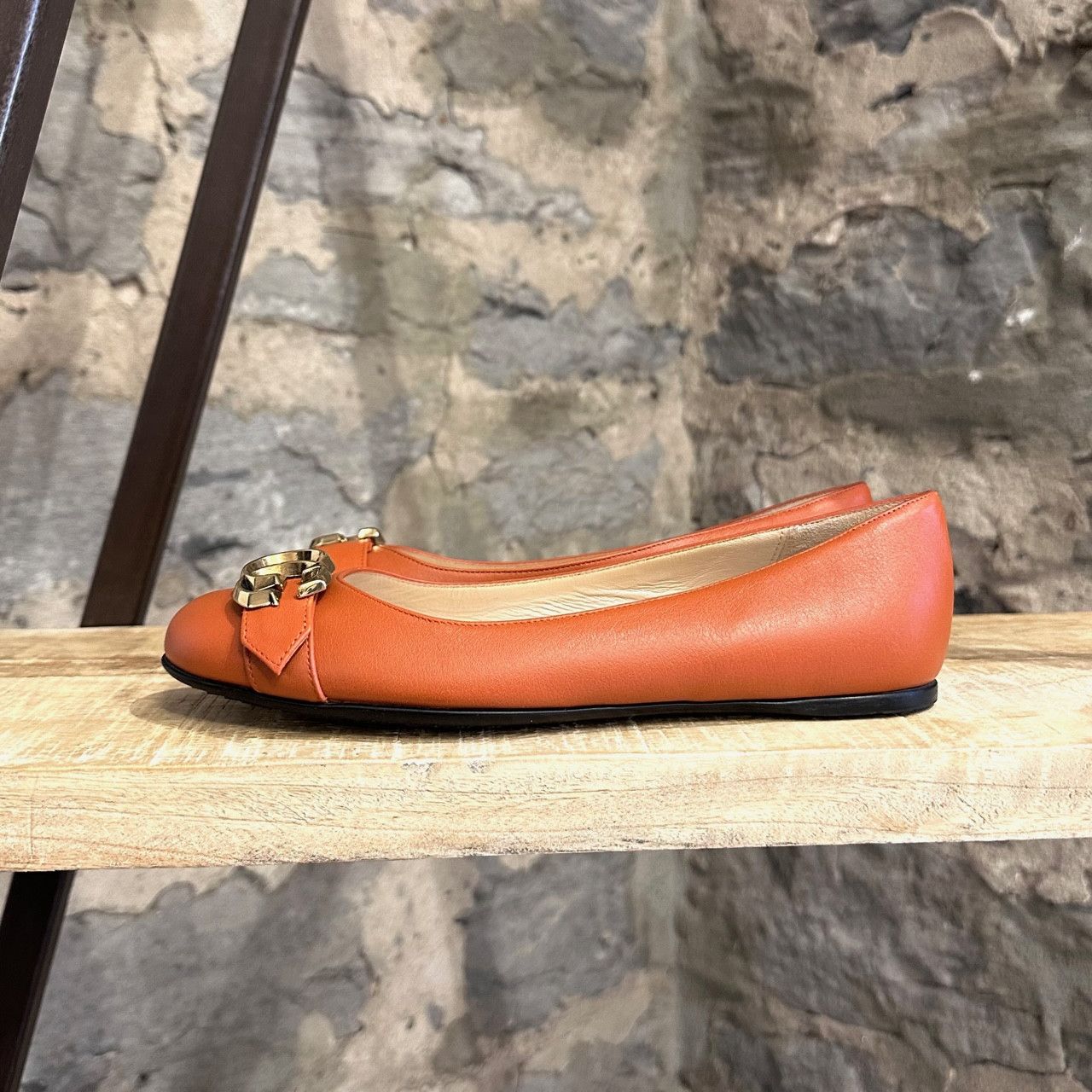 Gucci Gucci Orange Brick Leather GG Running Ballet Flats Size US 5.5 / IT 35.5 - 6 Thumbnail