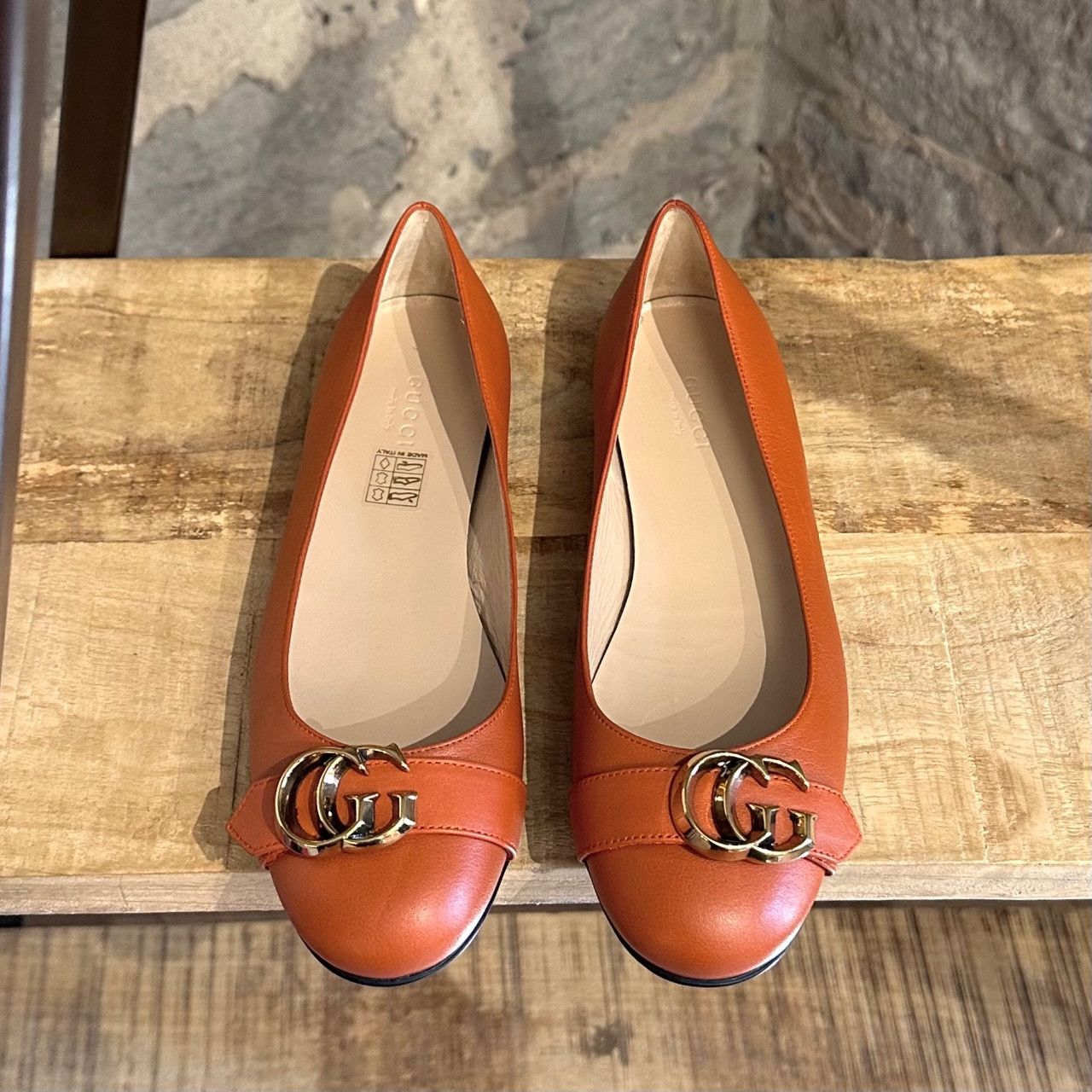 Gucci Gucci Orange Brick Leather GG Running Ballet Flats Size US 5.5 / IT 35.5 - 2 Thumbnail