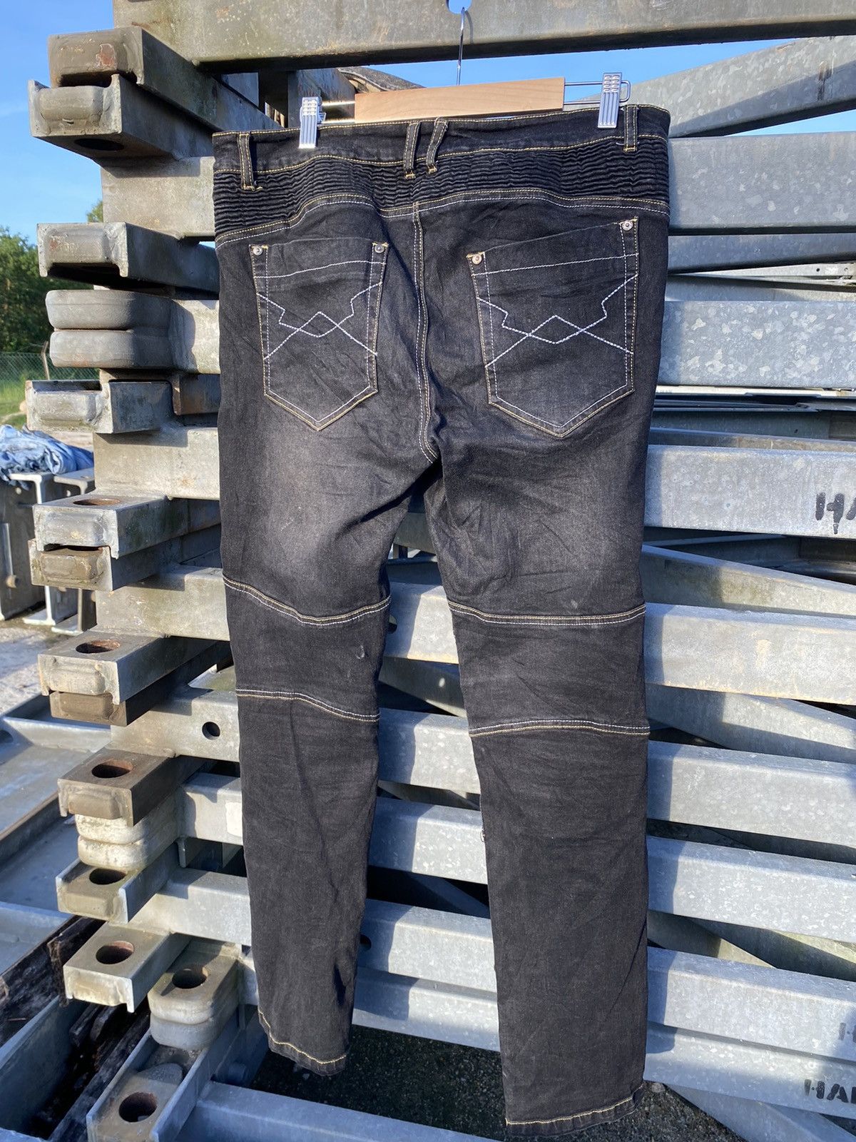 Japanese Brand THRASHED MOTO CENTRIC Biker Denim Pants Size US 34 / EU 50 - 8 Thumbnail