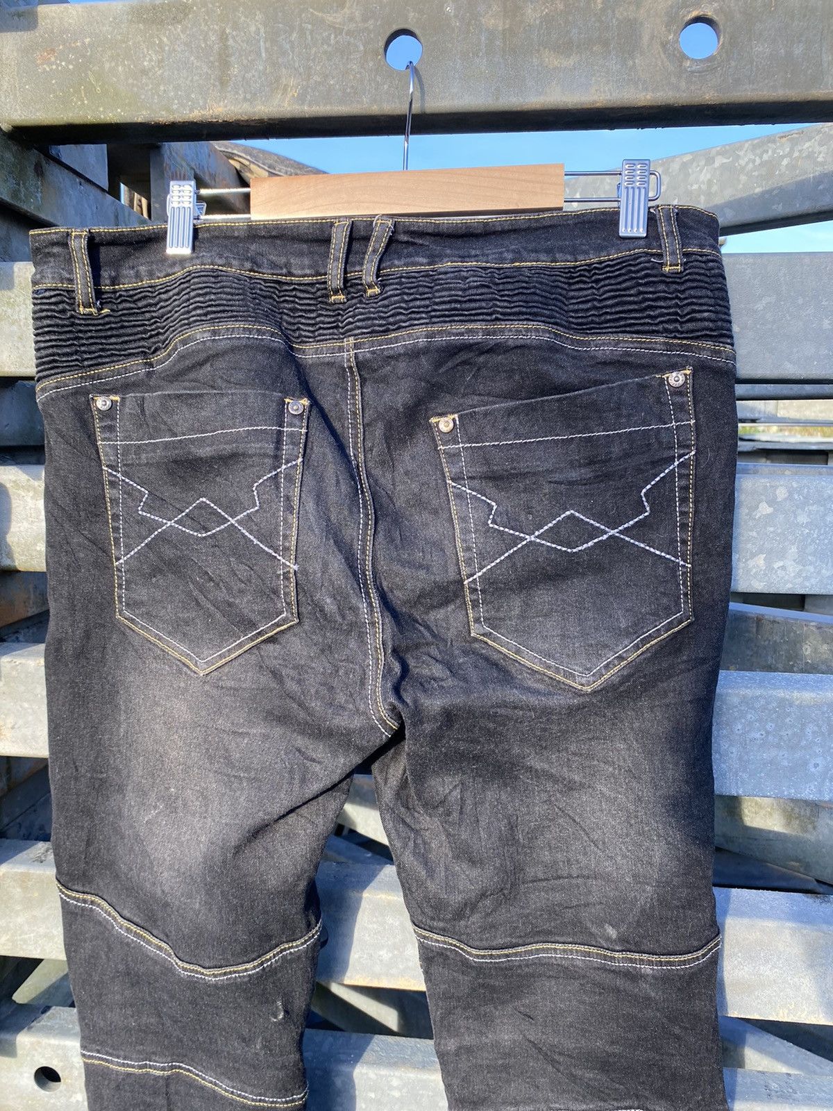 Japanese Brand THRASHED MOTO CENTRIC Biker Denim Pants Size US 34 / EU 50 - 9 Thumbnail