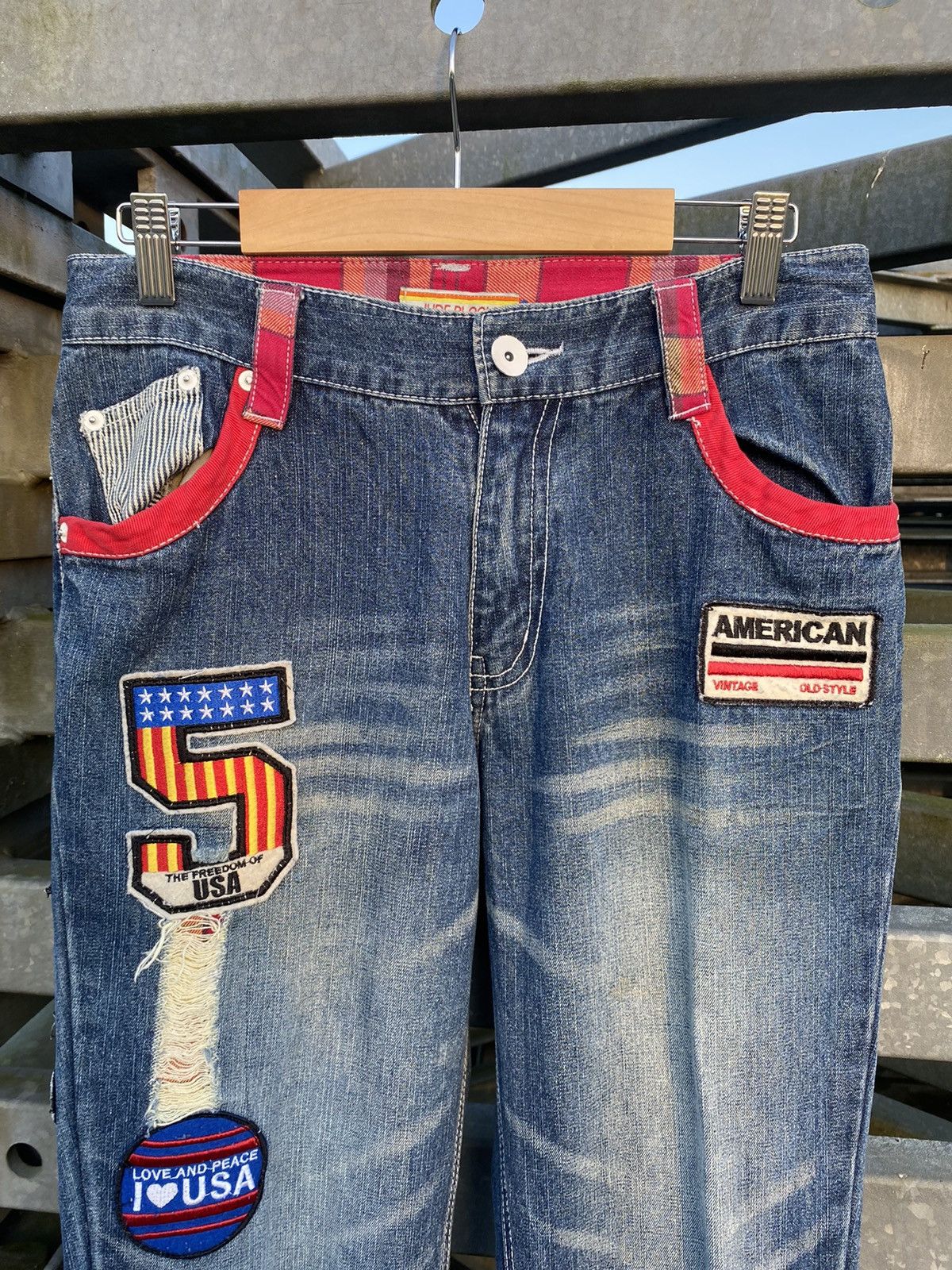 Japanese Brand Jude Bloom Patchwork Denim Pants Size US 30 / EU 46 - 2 Thumbnail