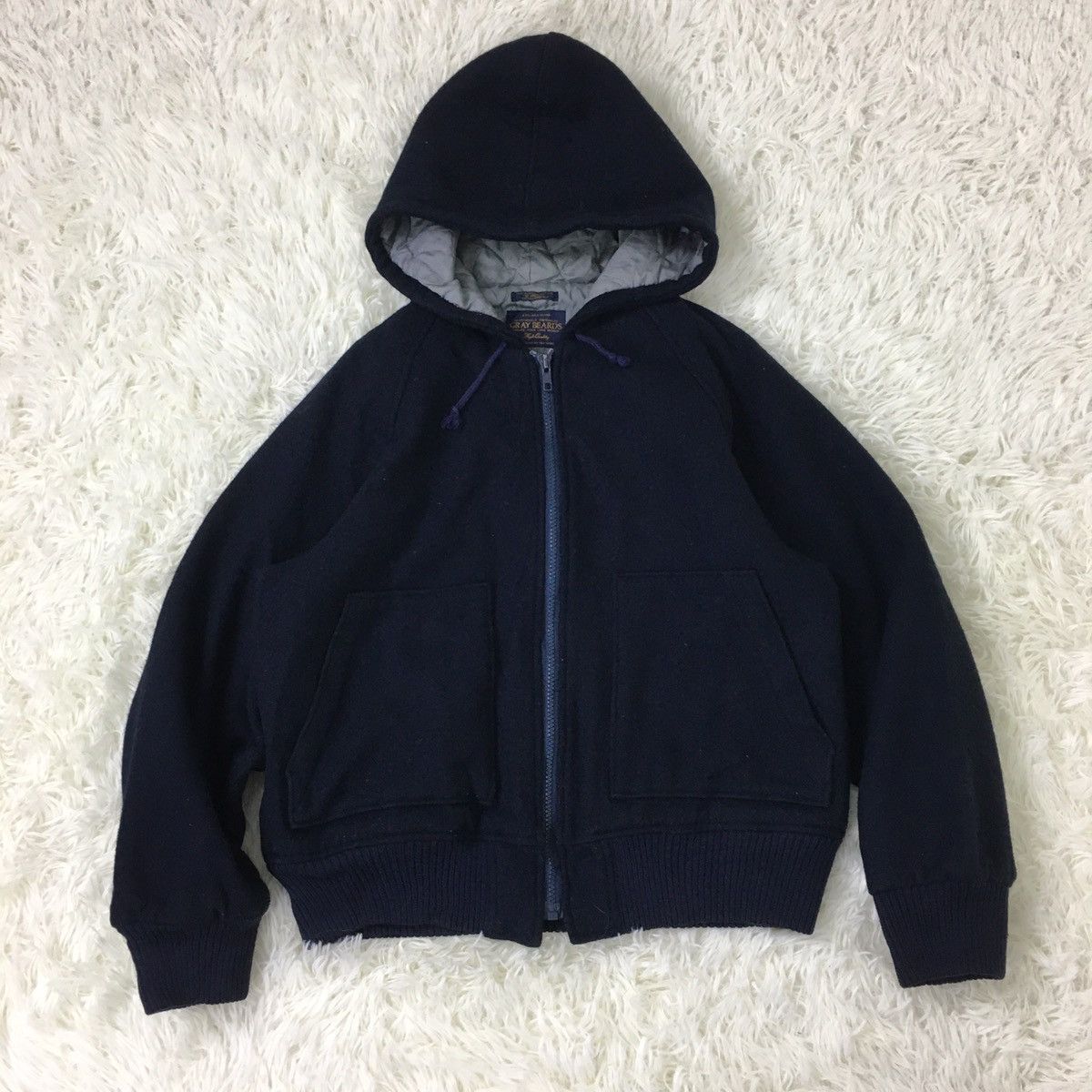 Japanese Brand Japanese Gray Beards Wool Hoodie Bomber Size US S / EU 44-46 / 1 - 2 Thumbnail