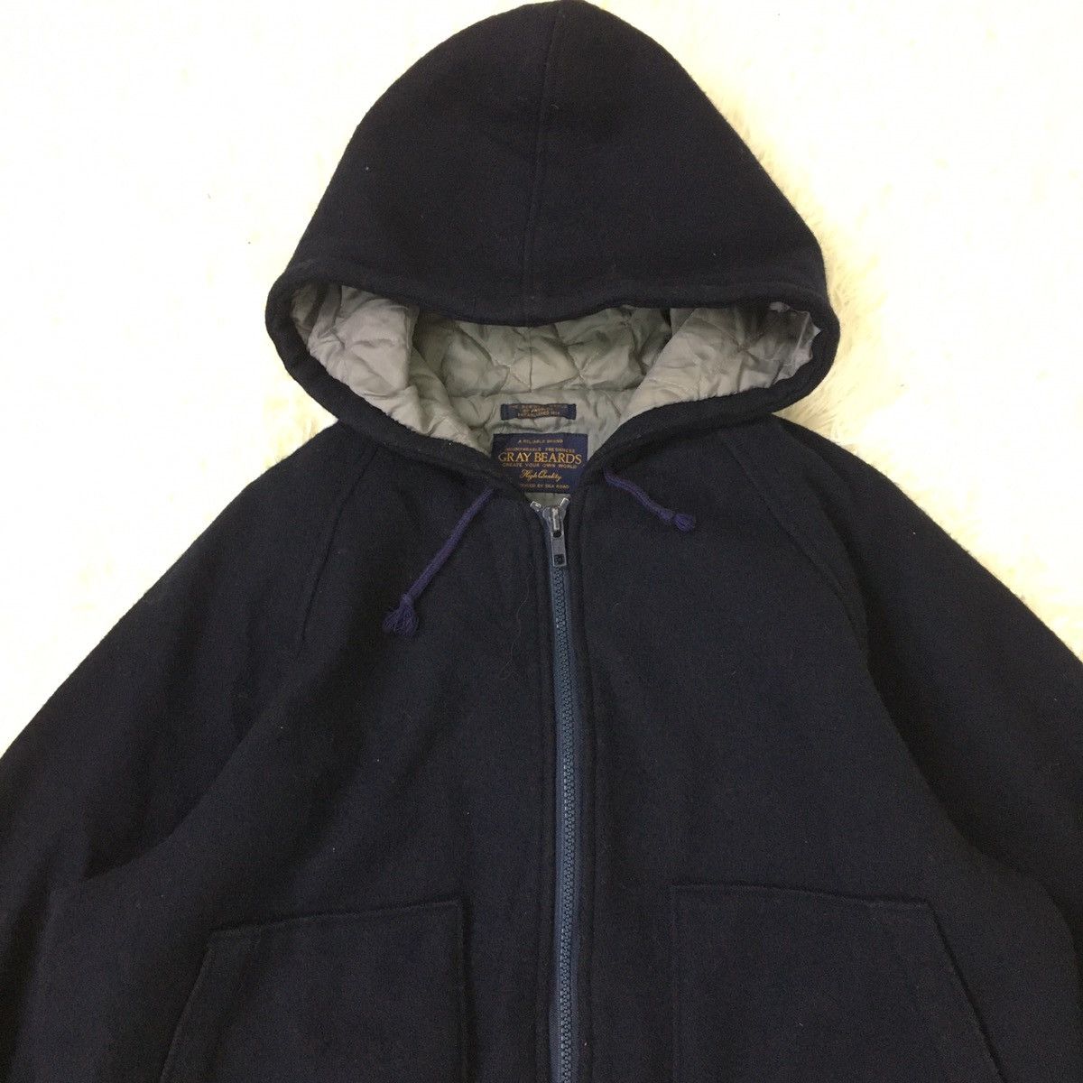 Japanese Brand Japanese Gray Beards Wool Hoodie Bomber Size US S / EU 44-46 / 1 - 6 Thumbnail
