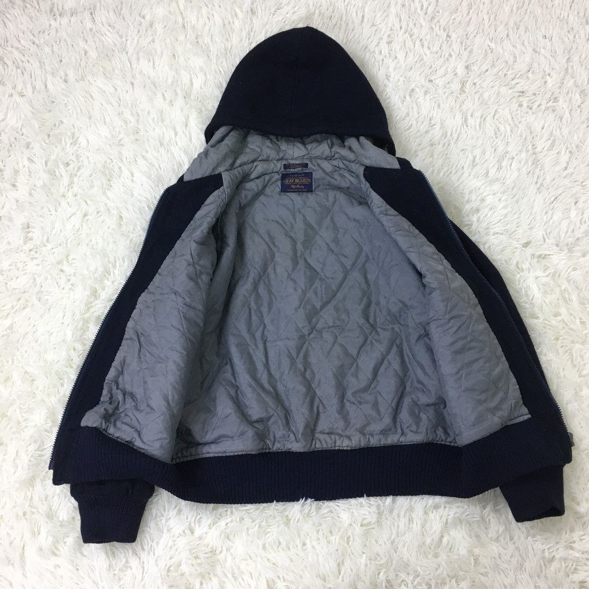 Japanese Brand Japanese Gray Beards Wool Hoodie Bomber Size US S / EU 44-46 / 1 - 7 Thumbnail