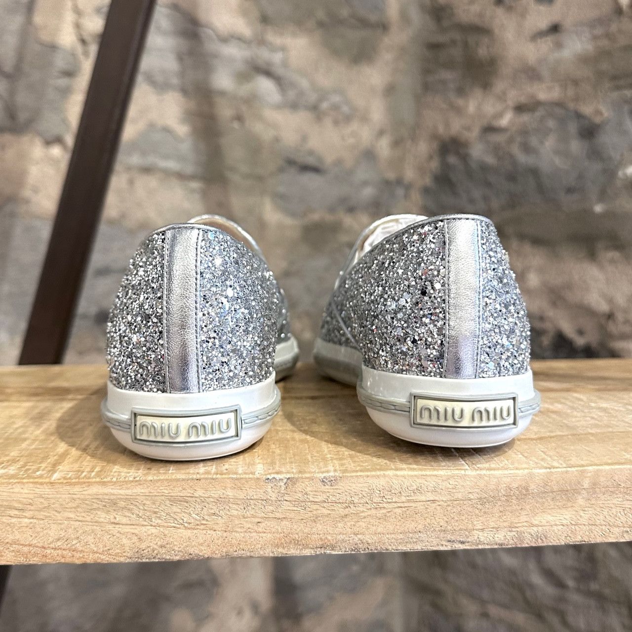 Miu Miu Miu Miu Silver Glitter Pointy Sneakers Size US 6 / IT 36 - 5 Thumbnail