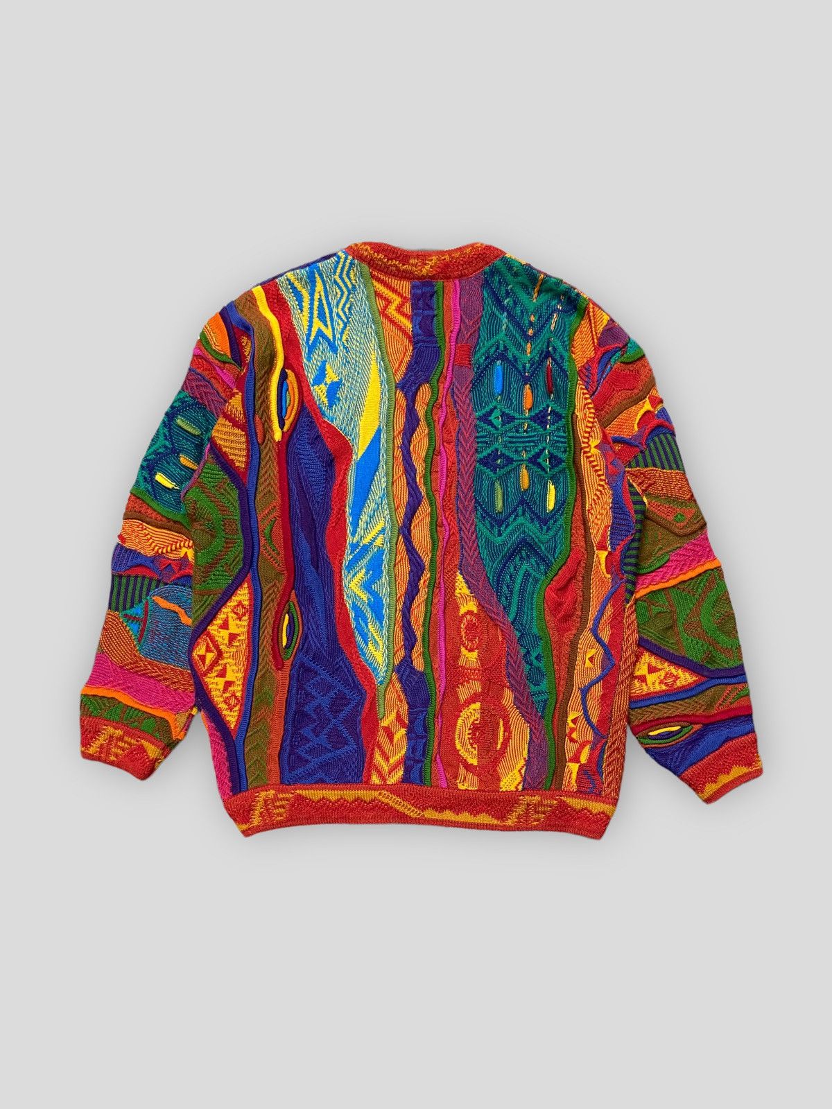 Vintage 90s Abstract 3d Cable Knit Red Sweater L coogi style biggie buy cosby