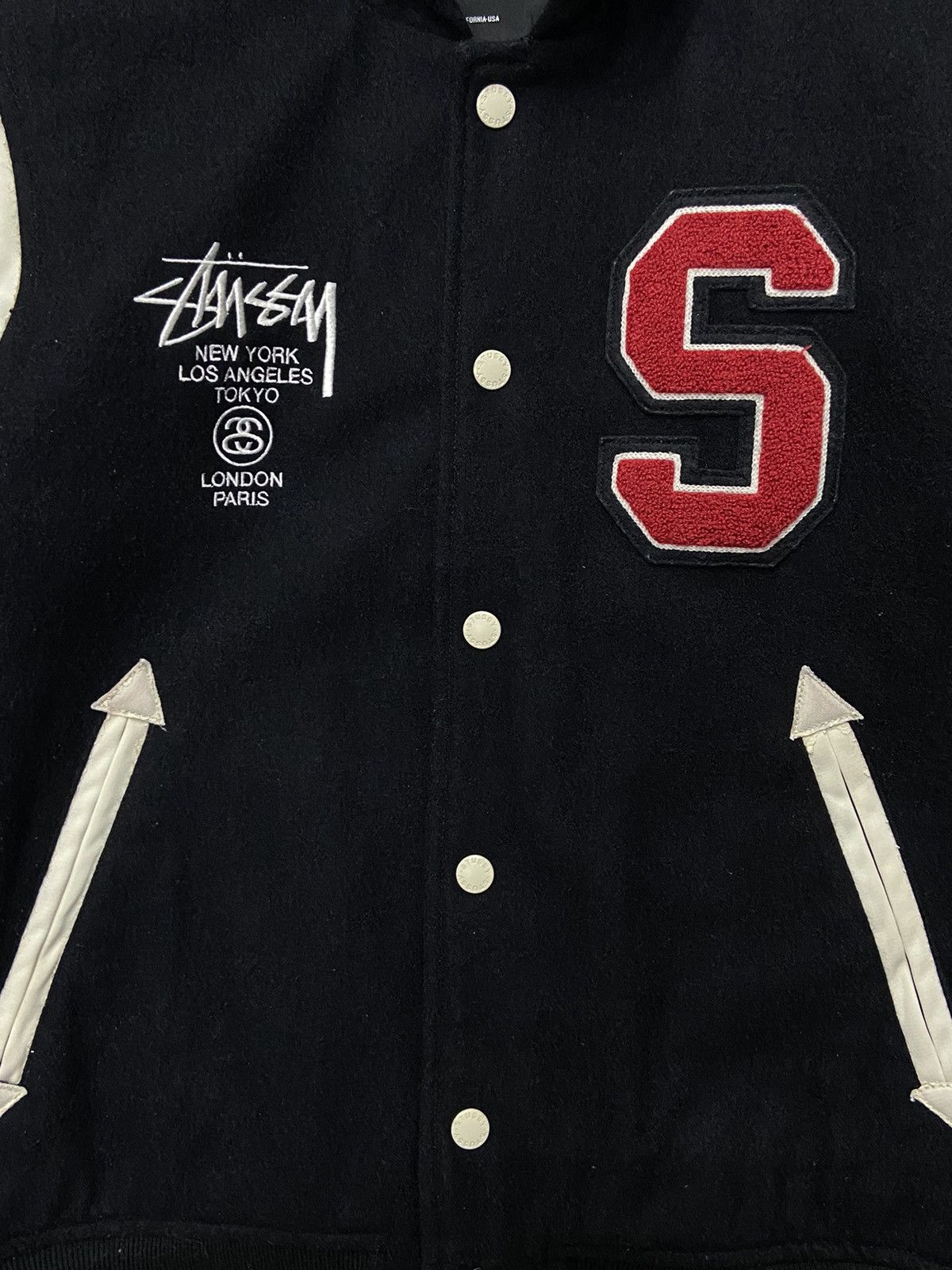 Stussy × Vintage Vintage Stussy International Tour Wool Varsity Jacket Size US S / EU 44-46 / 1 - 11 Thumbnail