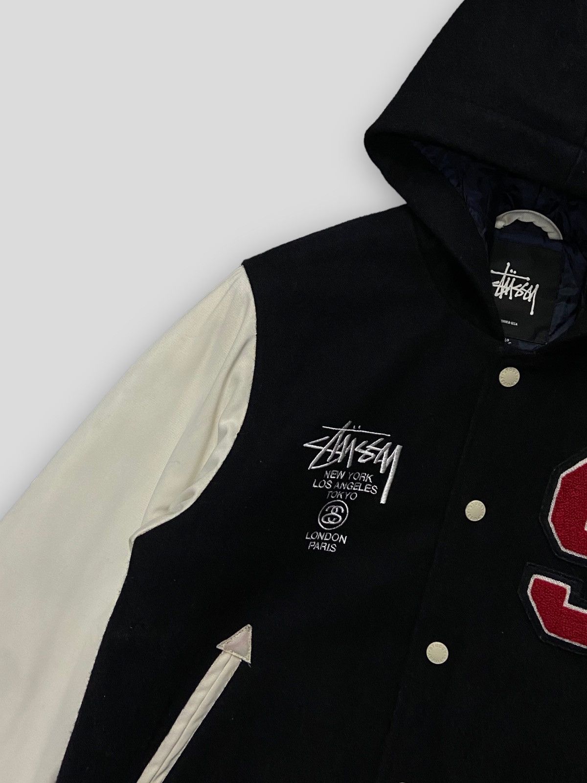Stussy × Vintage Vintage Stussy International Tour Wool Varsity Jacket Size US S / EU 44-46 / 1 - 8 Thumbnail