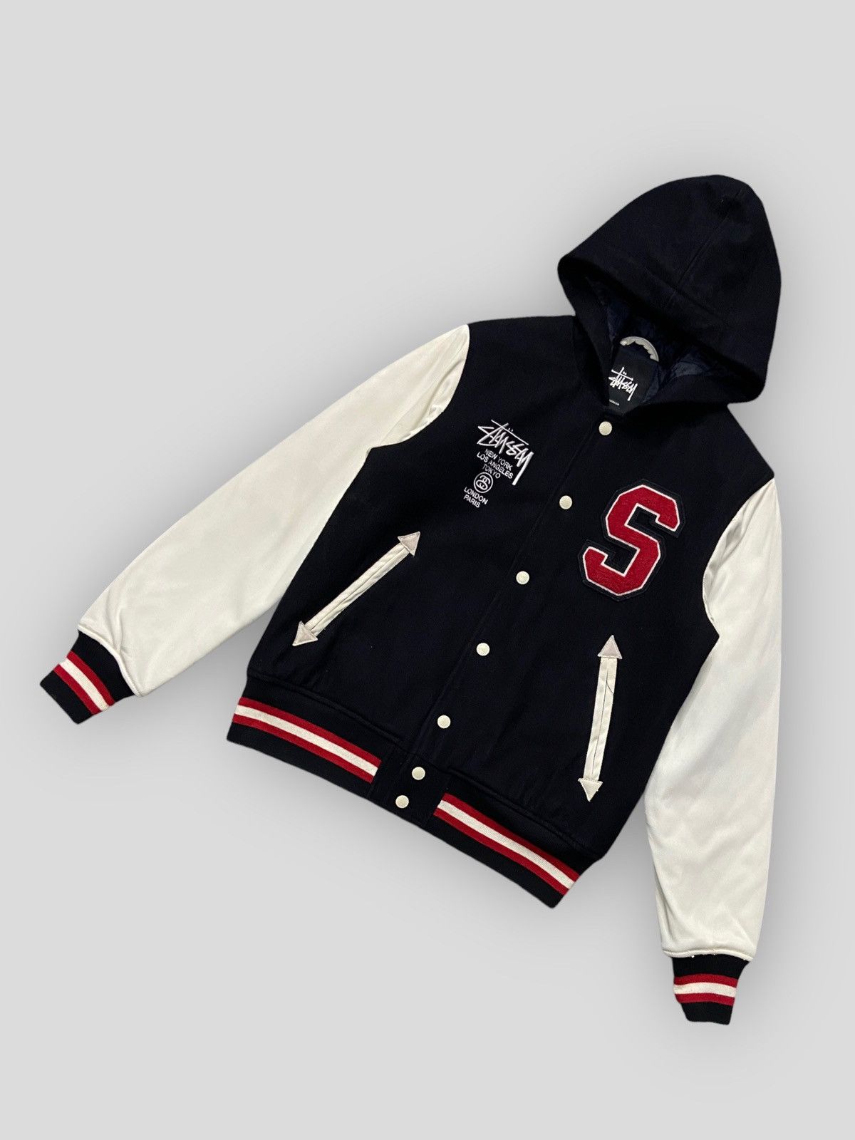 Stussy × Vintage Vintage Stussy International Tour Wool Varsity Jacket Size US S / EU 44-46 / 1 - 7 Thumbnail