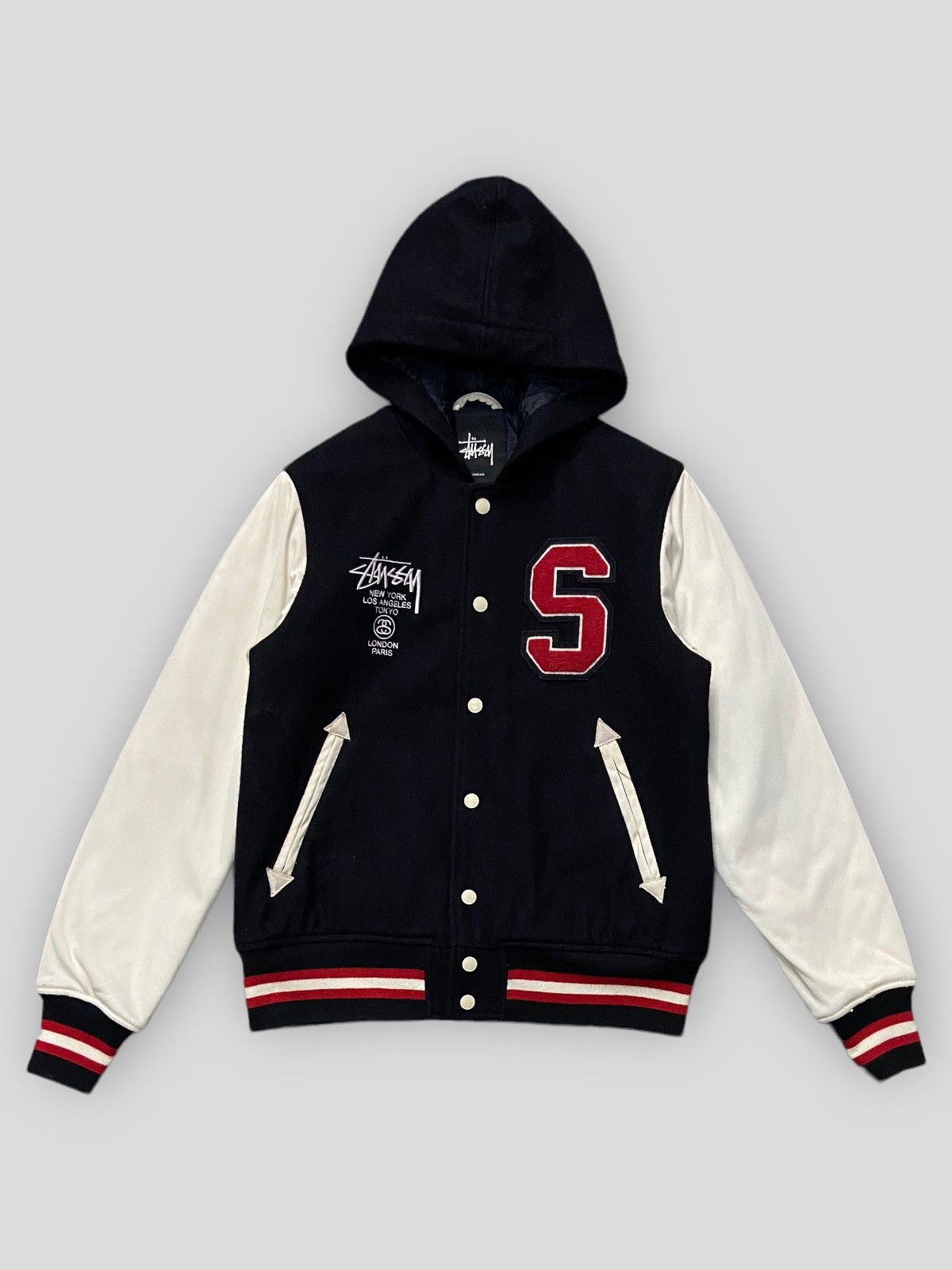 Stussy × Vintage Vintage Stussy International Tour Wool Varsity Jacket Size US S / EU 44-46 / 1 - 2 Thumbnail