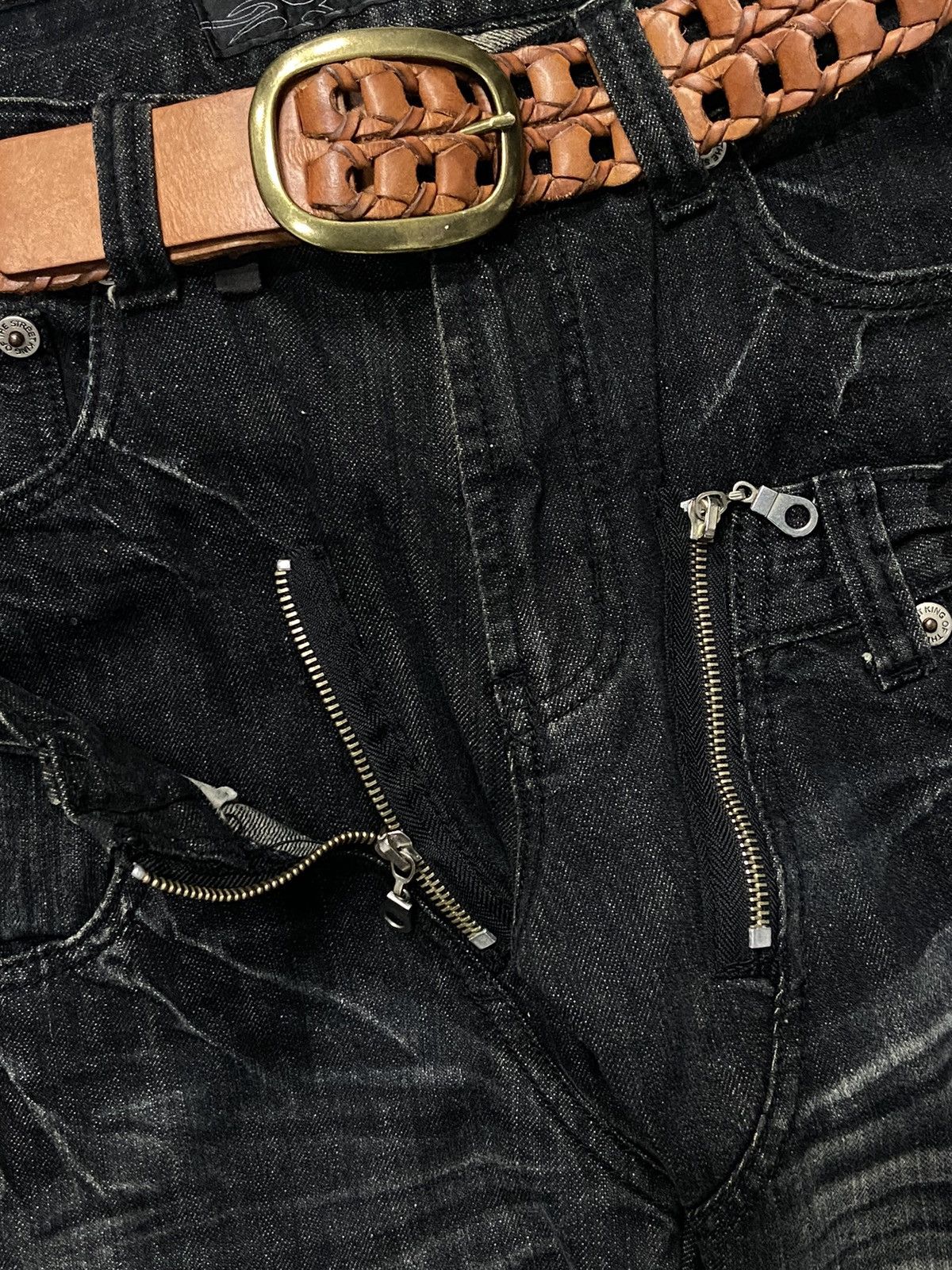 If Six Was Nine × Japanese Brand × Le Grande Bleu (L.G.B.) Rain Japan Double Waist Baggy Jeans With Leather Belt Size US 30 / EU 46 - 8 Thumbnail