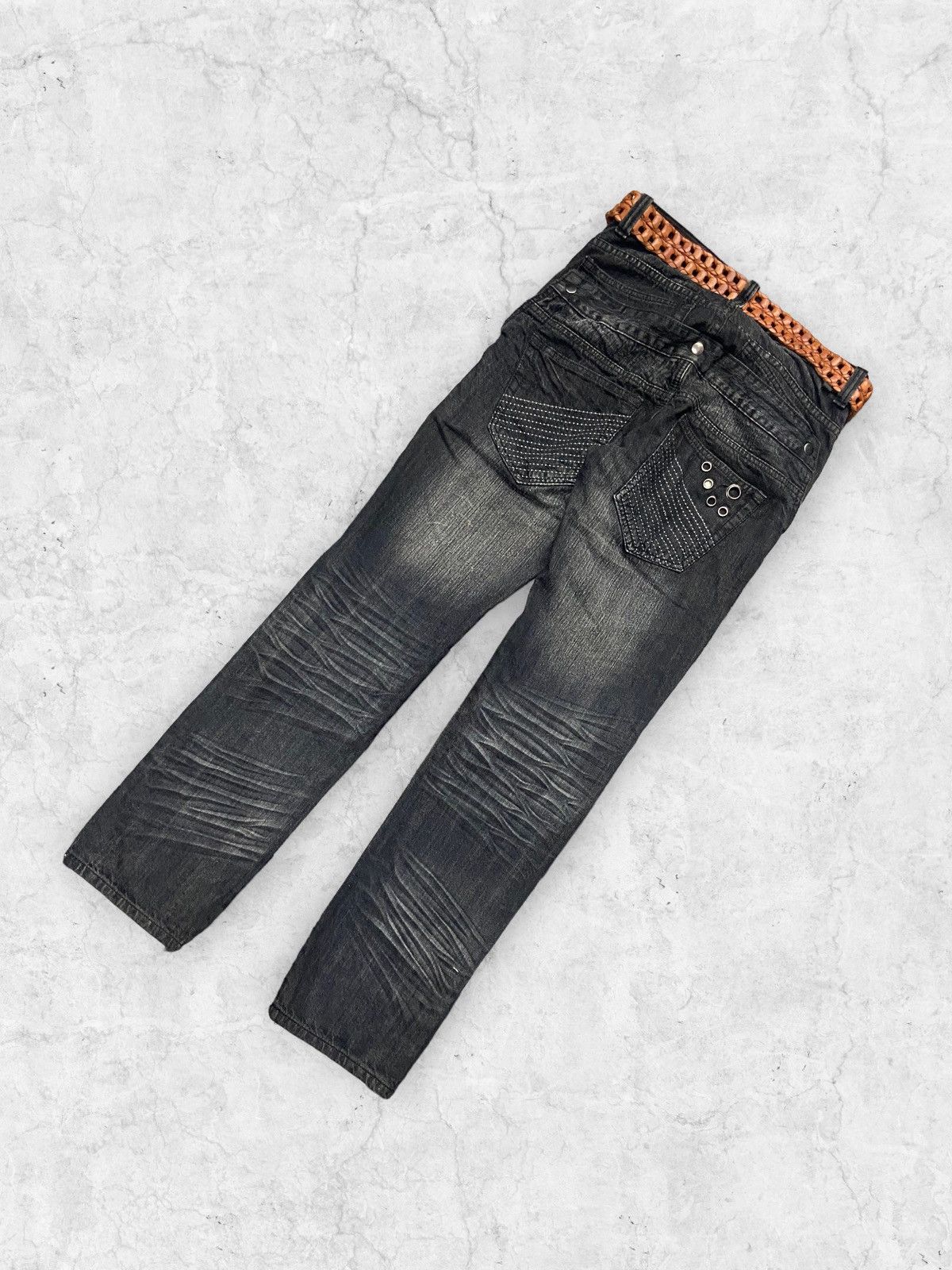 If Six Was Nine × Japanese Brand × Le Grande Bleu (L.G.B.) Rain Japan Double Waist Baggy Jeans With Leather Belt Size US 30 / EU 46 - 10 Thumbnail