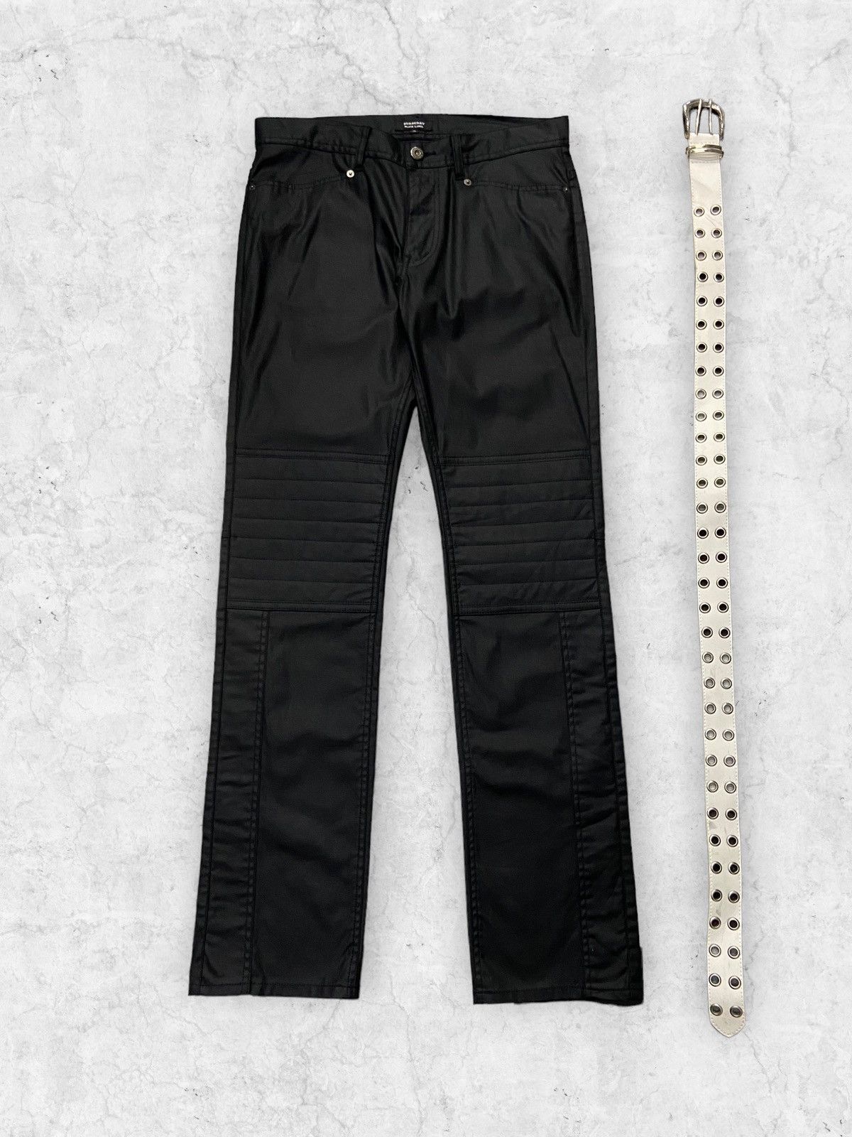 Burberry Vintage Burberry Waxed Biker Pants Rivet Belt Size US 32 / EU 48 - 3 Thumbnail
