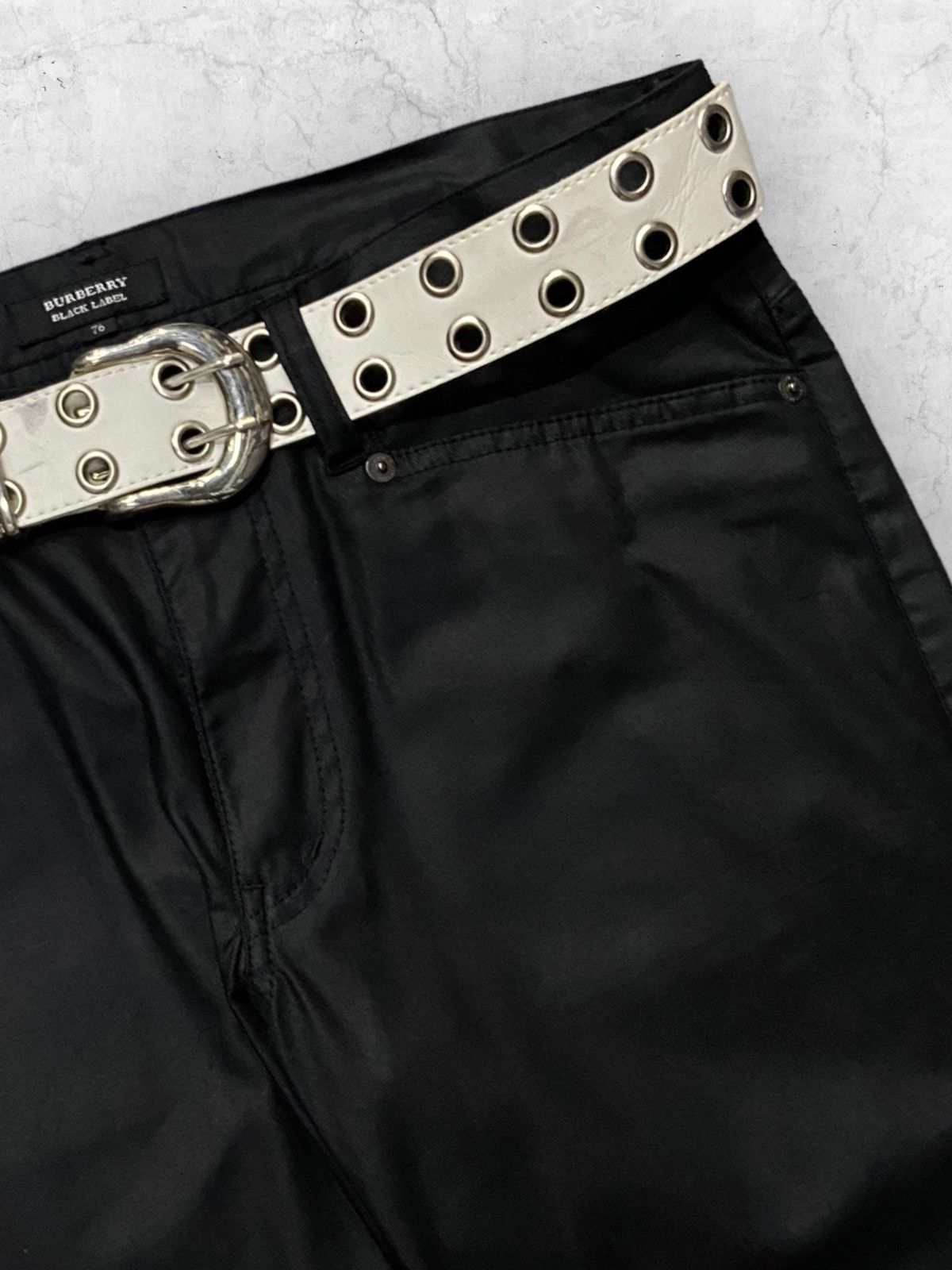 Burberry Vintage Burberry Waxed Biker Pants Rivet Belt Size US 32 / EU 48 - 6 Thumbnail
