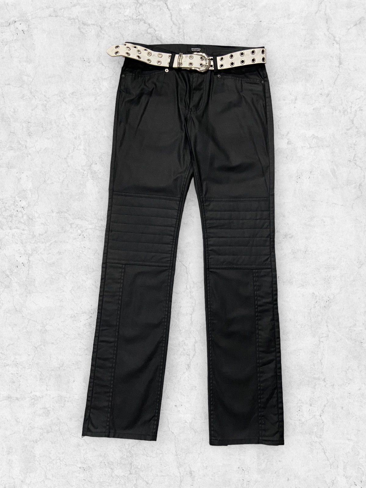 Burberry Vintage Burberry Waxed Biker Pants With Rivet Belt Size US 32 / EU 48 - 1 Thumbnail