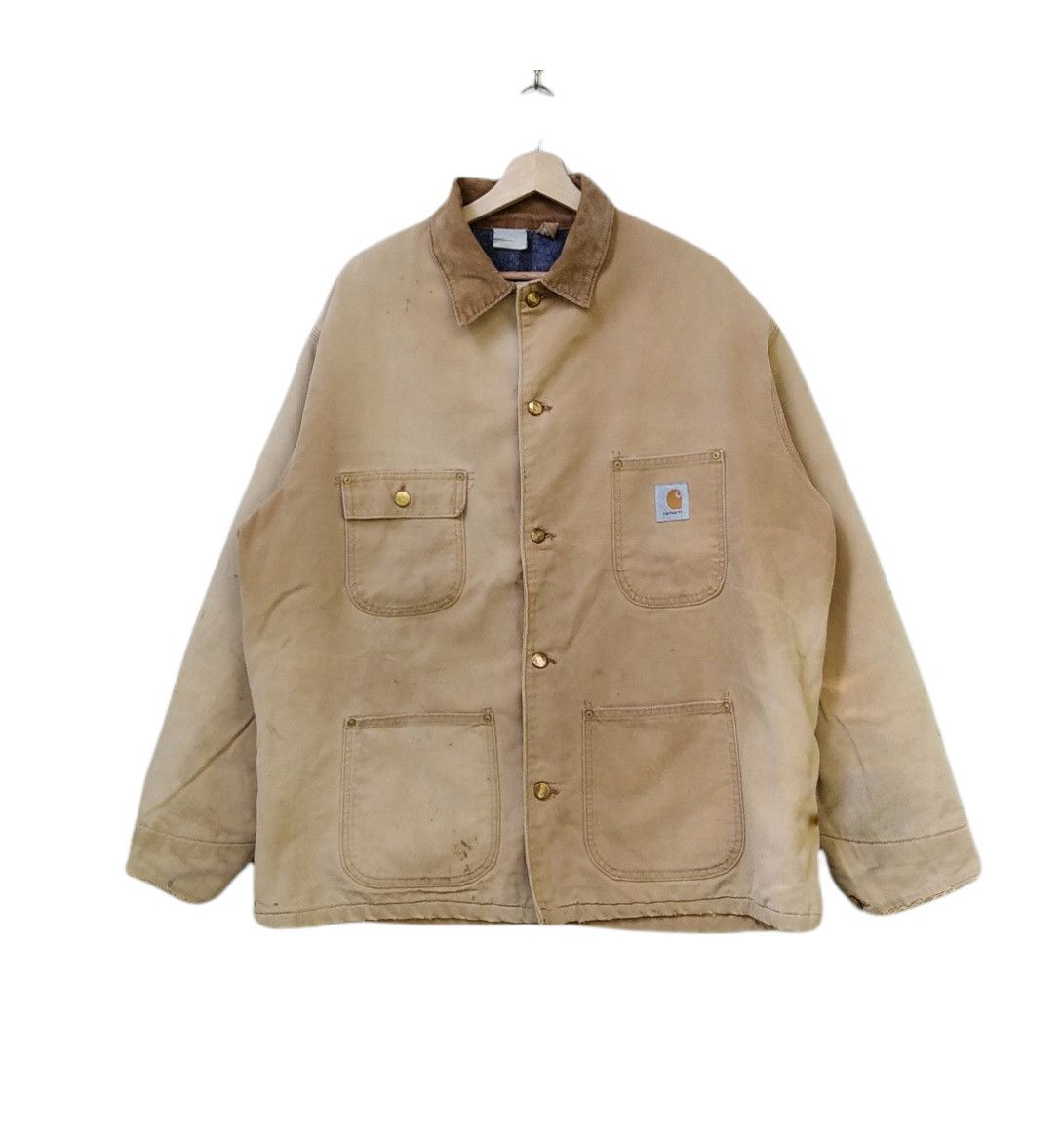 Carhartt × Vintage Very Sick!!Vintage Carhartt Tan Blanket-Lined Jacket Size US XL / EU 56 / 4 - 1 Thumbnail