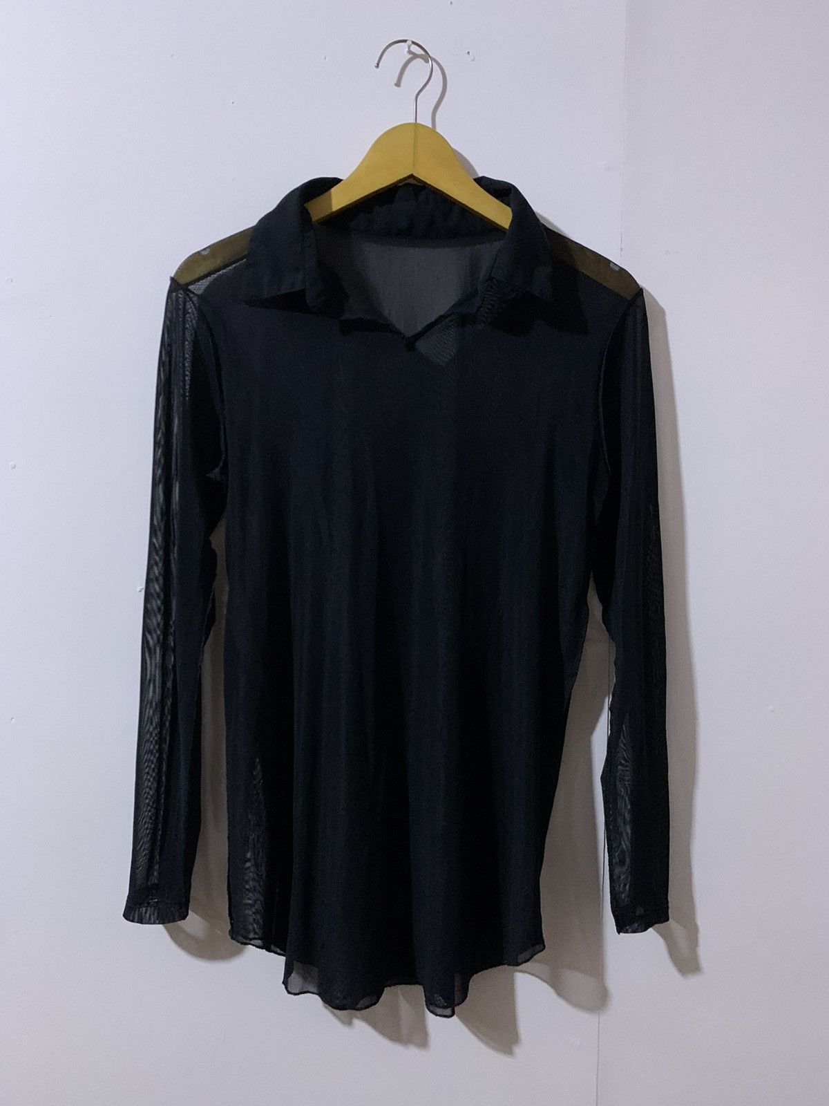 20471120 💸BINDINGOFFER💸Japanese unknown mesh open collar shirt Size US S / EU 44-46 / 1 - 4 Thumbnail