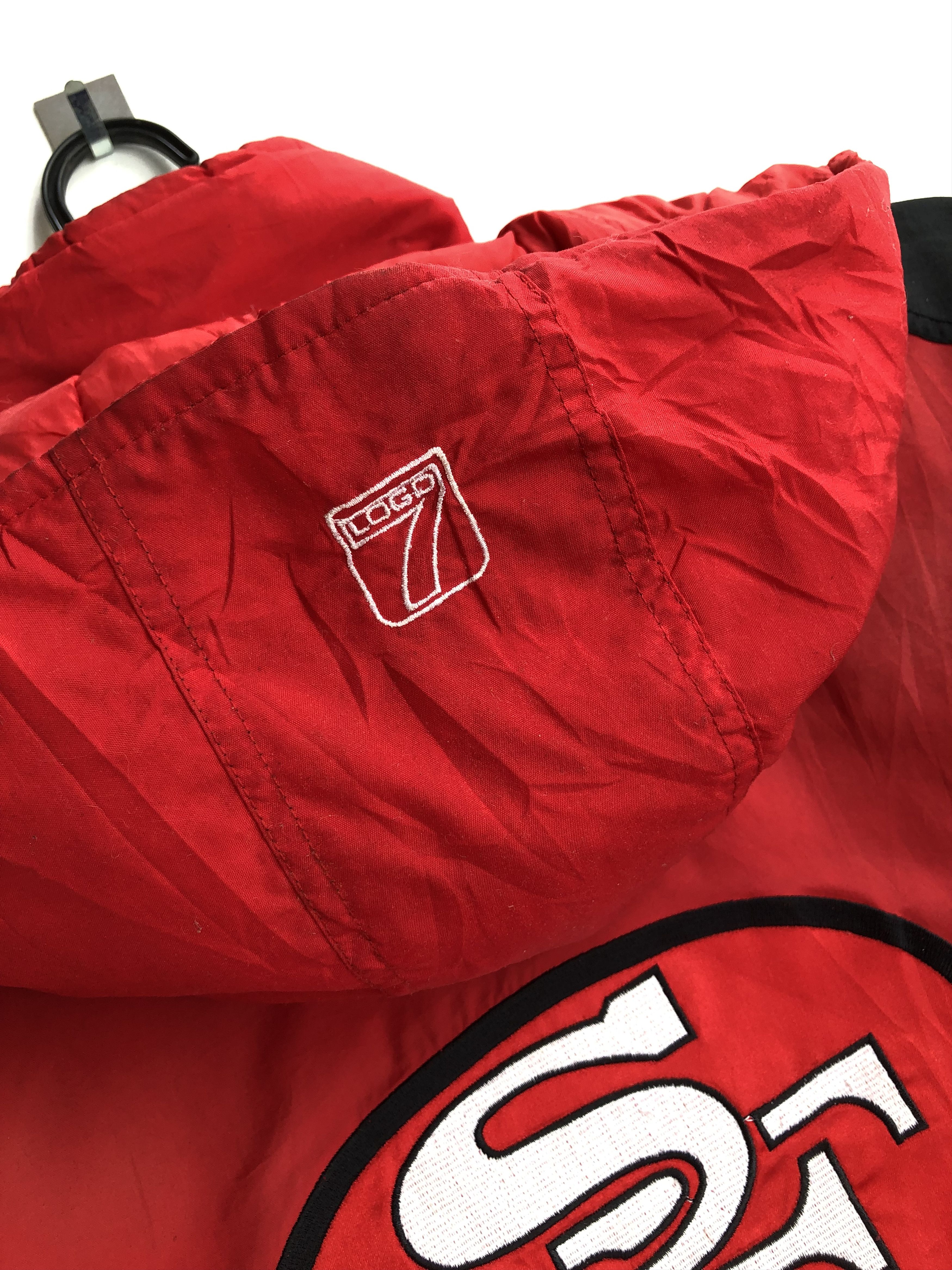 Logo 7 VINTAGE HOODED BIG LOGO DOWN QUILTED JACKET Size US XL / EU 56 / 4 - 6 Thumbnail