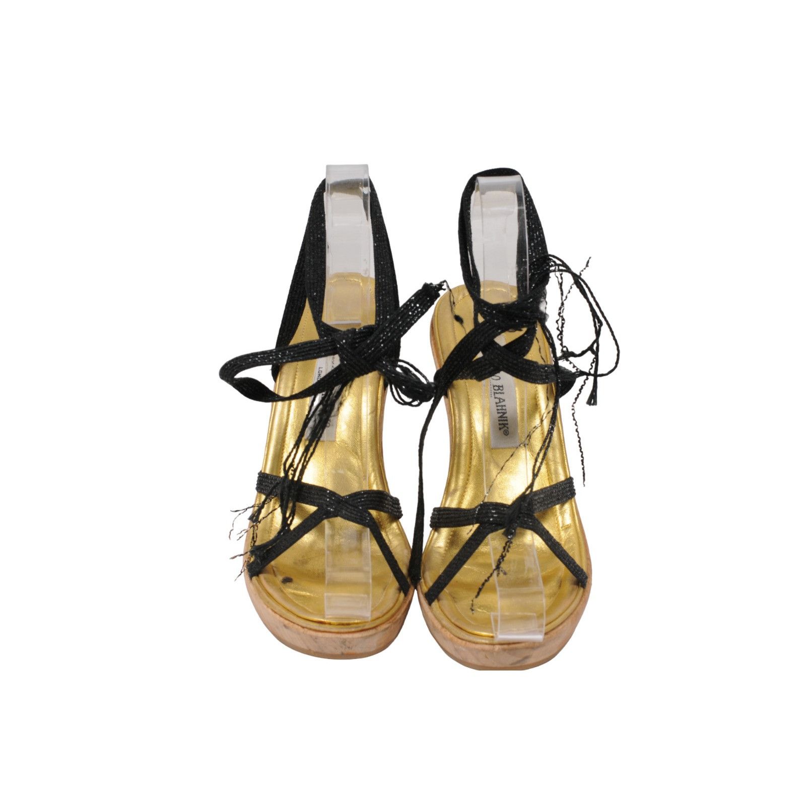 Manolo Blahnik Gold Leather Strappy Sandals Size US 9 / IT 39 - 2 Thumbnail