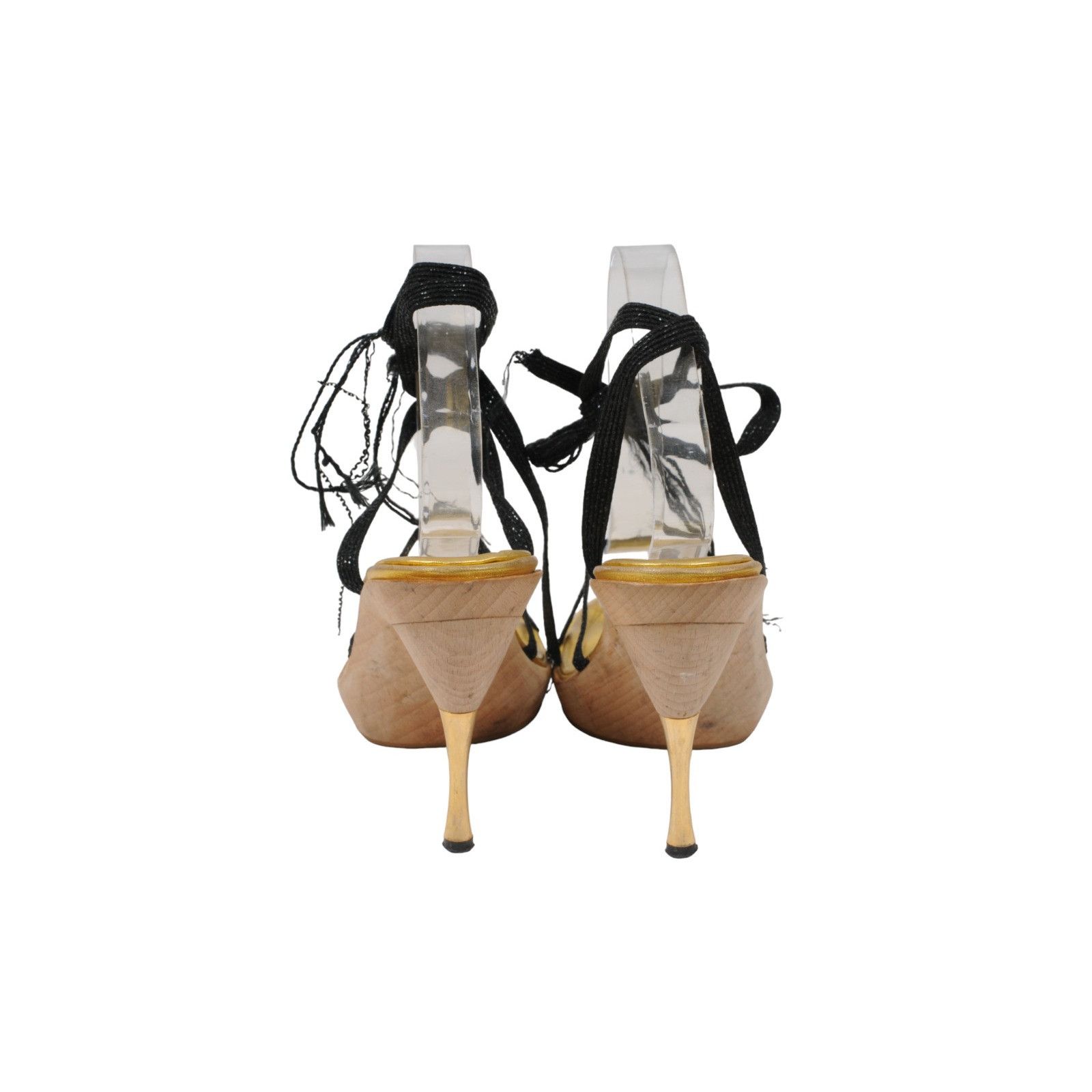 Manolo Blahnik Gold Leather Strappy Sandals Size US 9 / IT 39 - 6 Thumbnail
